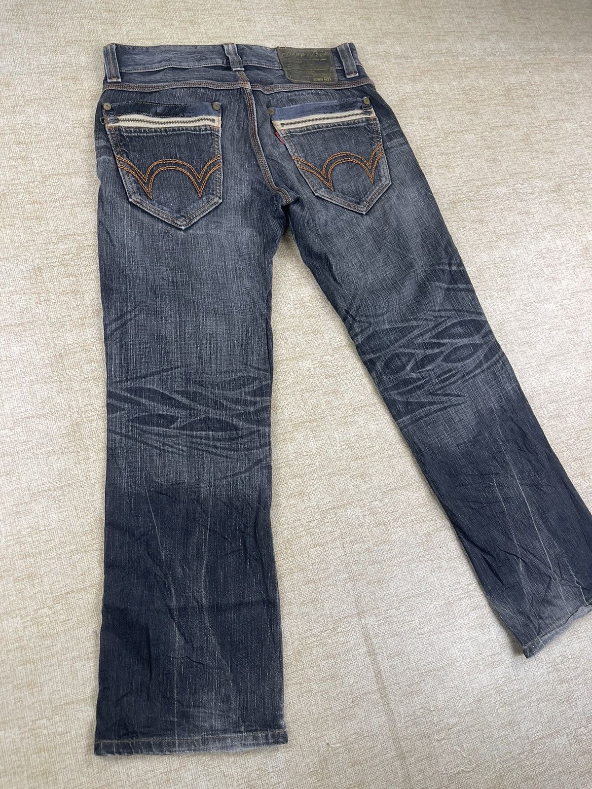 Edwin × If Six Was Nine × Vintage VINTAGE EDWIN 503 Flared Blue Trip Denim Pants Size US 32 / EU 48 - 8 Thumbnail