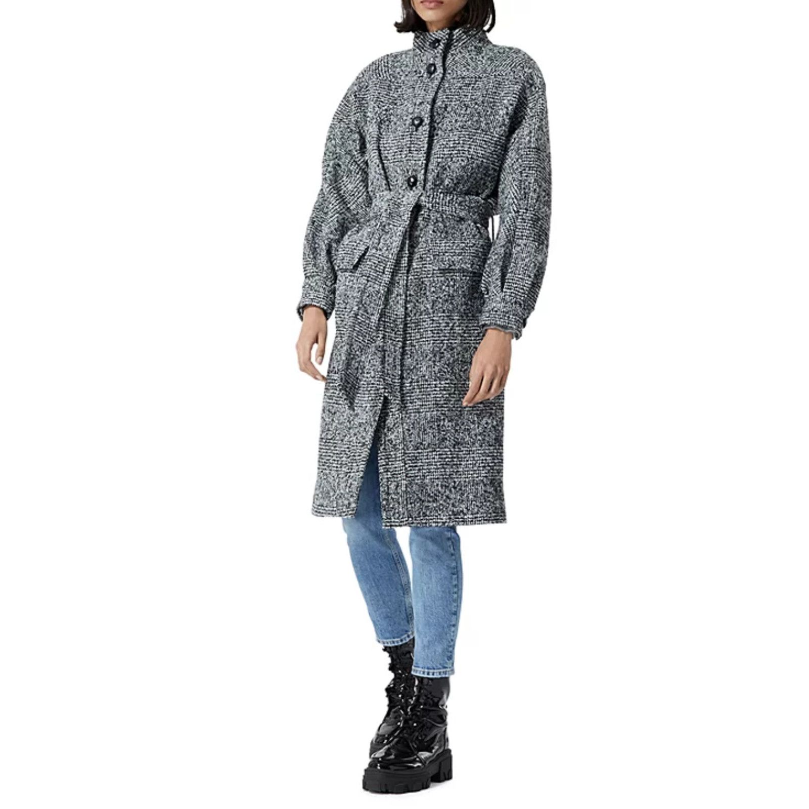The Kooples Belted Coat Black Size 38 FR/ 6US