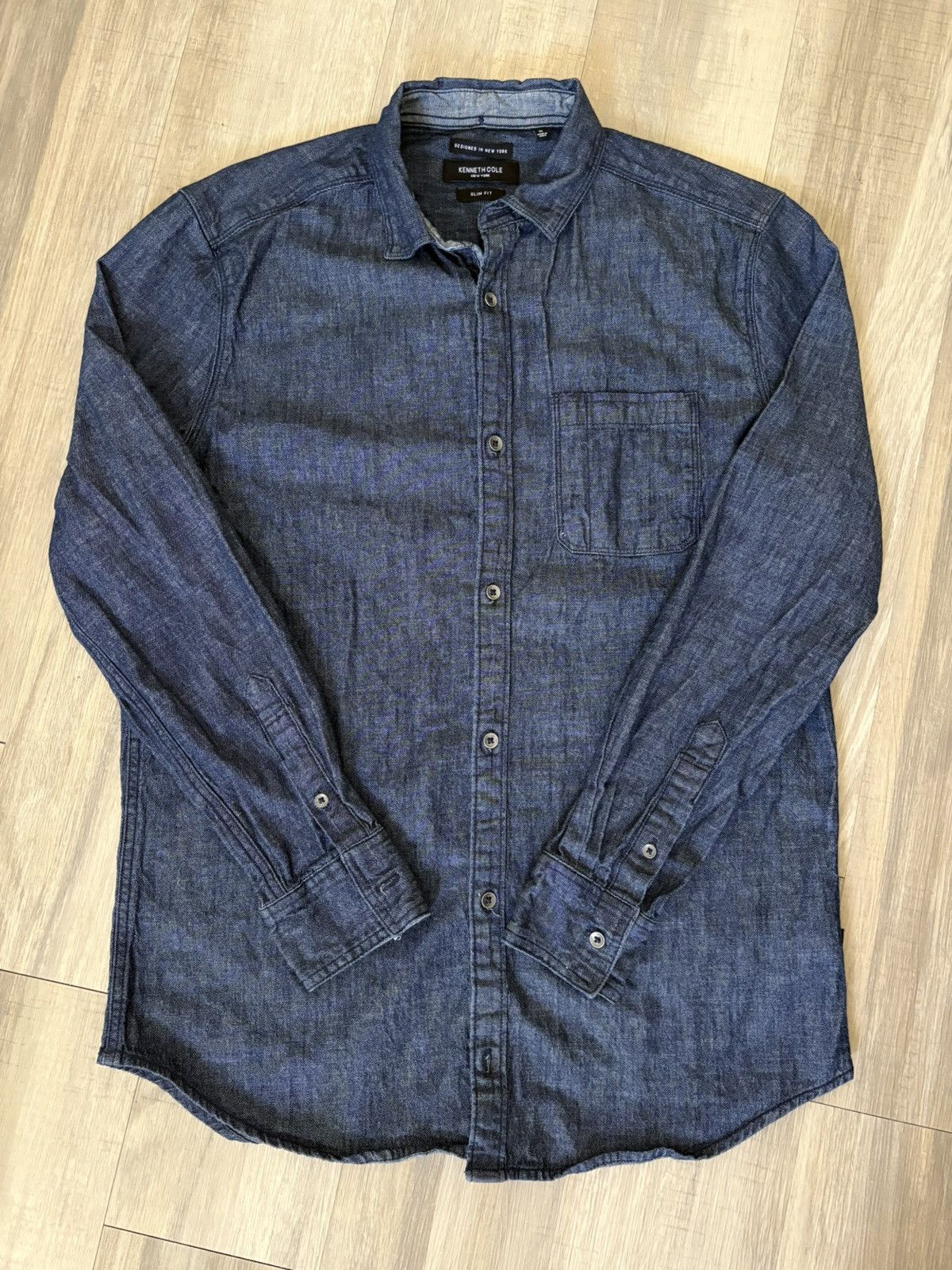 Kenneth Cole Kenneth Cole Slim Fit Denim Long Sleeve Button Up Size US M / EU 48-50 / 2 - 1 Thumbnail