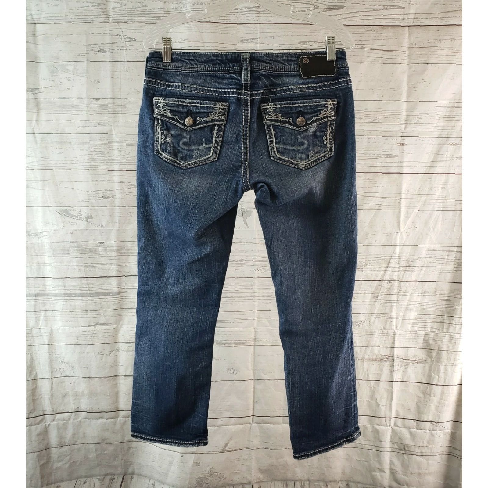 Silver Jeans Co. Silver Jeans Capri Jeans Womens 29 Blue Distressed Mid Aiko Capri Denim Cotton Blend Jeans Womens Girls Mens Size 29" - 3 Thumbnail