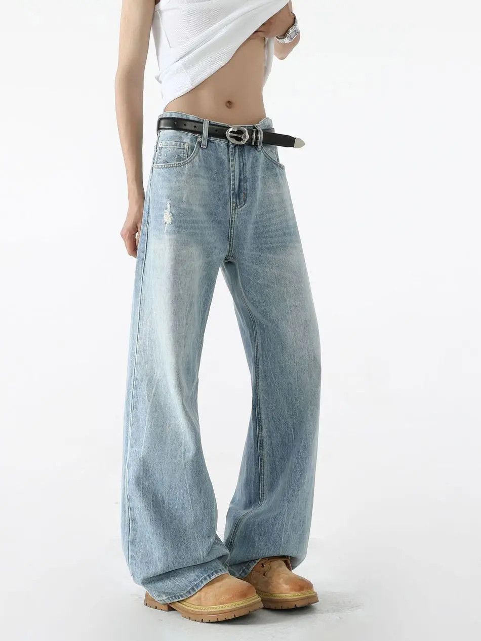 Japanese Brand Retro loose straight leg casual wide leg jeans Size US 30 / EU 46 - 4 Thumbnail