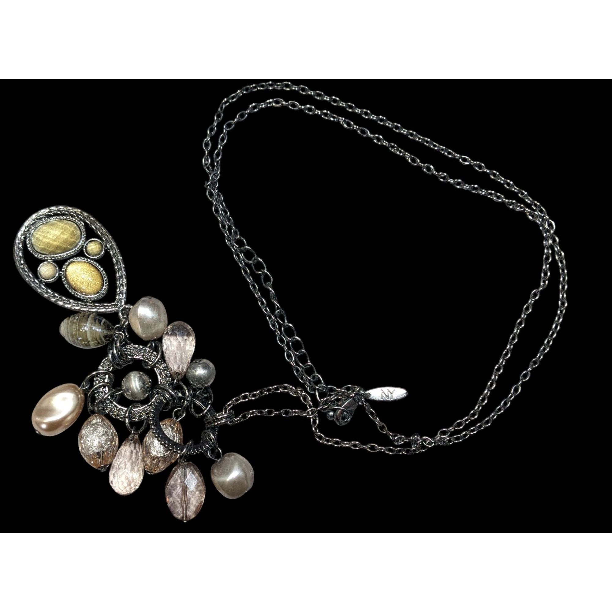 Other NY Y2K Glam Yellow And Silver Tone Cluster Pendant Necklace Size ONE SIZE - 1 Thumbnail