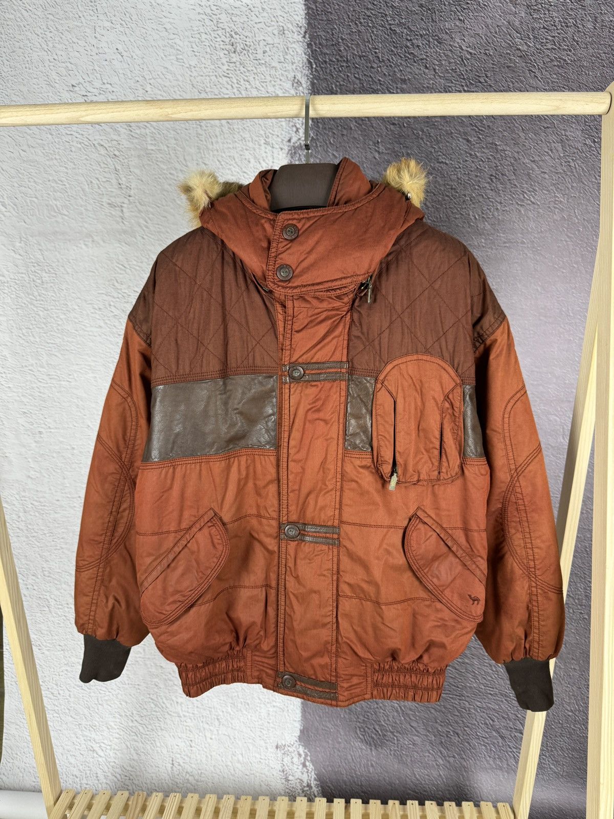 Camel Camel Collection vintage brick cotton leather winter jacket Size US L / EU 52-54 / 3 - 2 Thumbnail