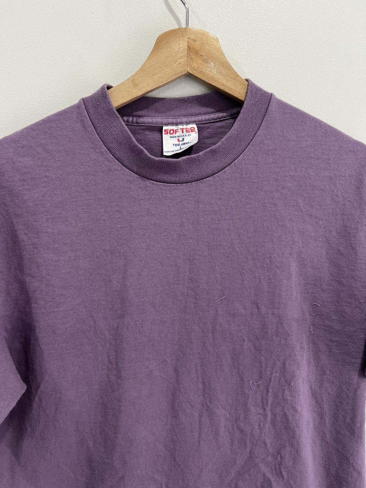 Vintage Vintage 90s Blank Tee Shirt single stitched Size US L / EU 52-54 / 3 - 4 Thumbnail