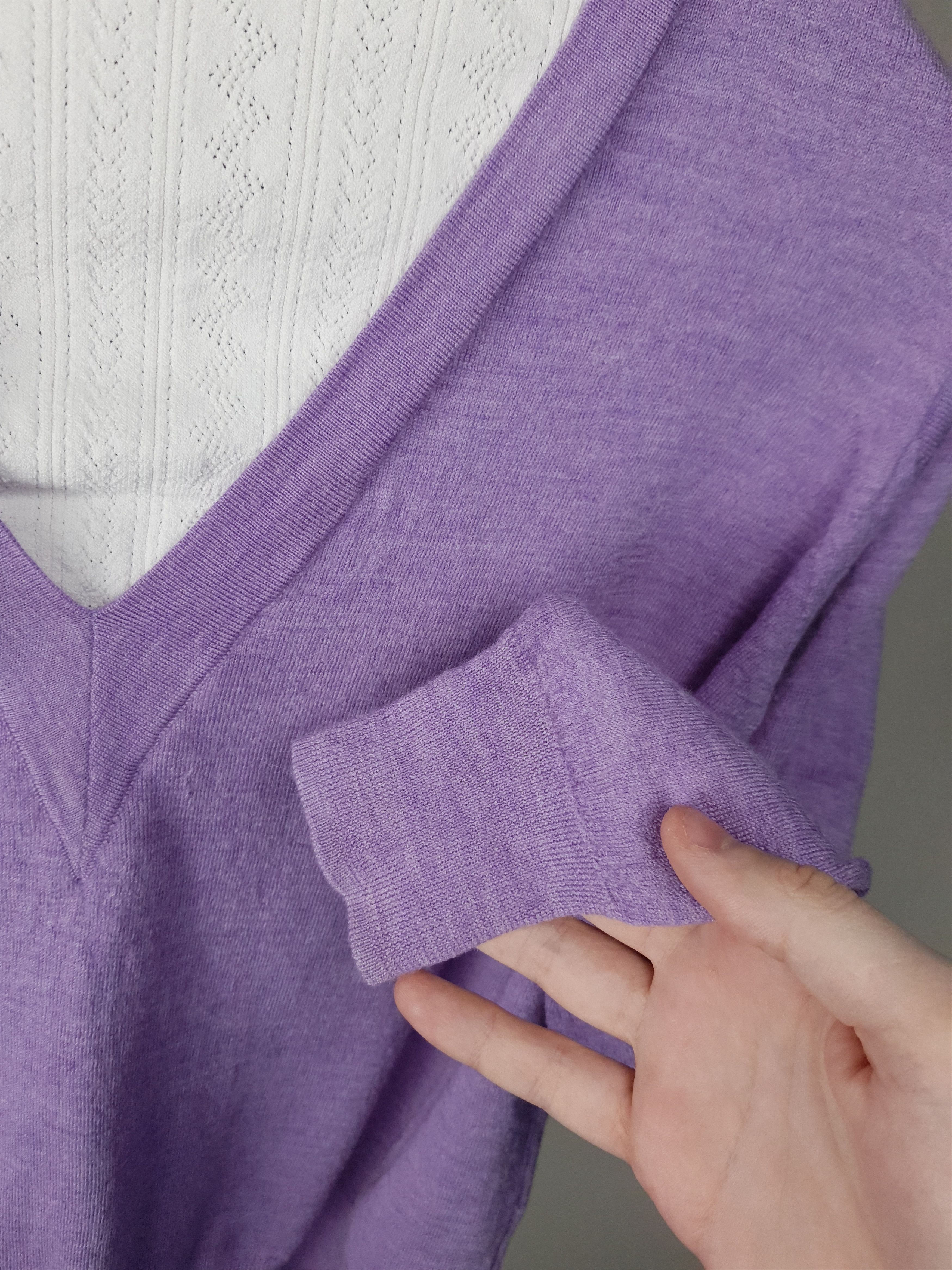 Sandro Classic Retro Style Purple V-Neck Lace Neck Sweater Size S / US 4 / IT 40 - 4 Thumbnail