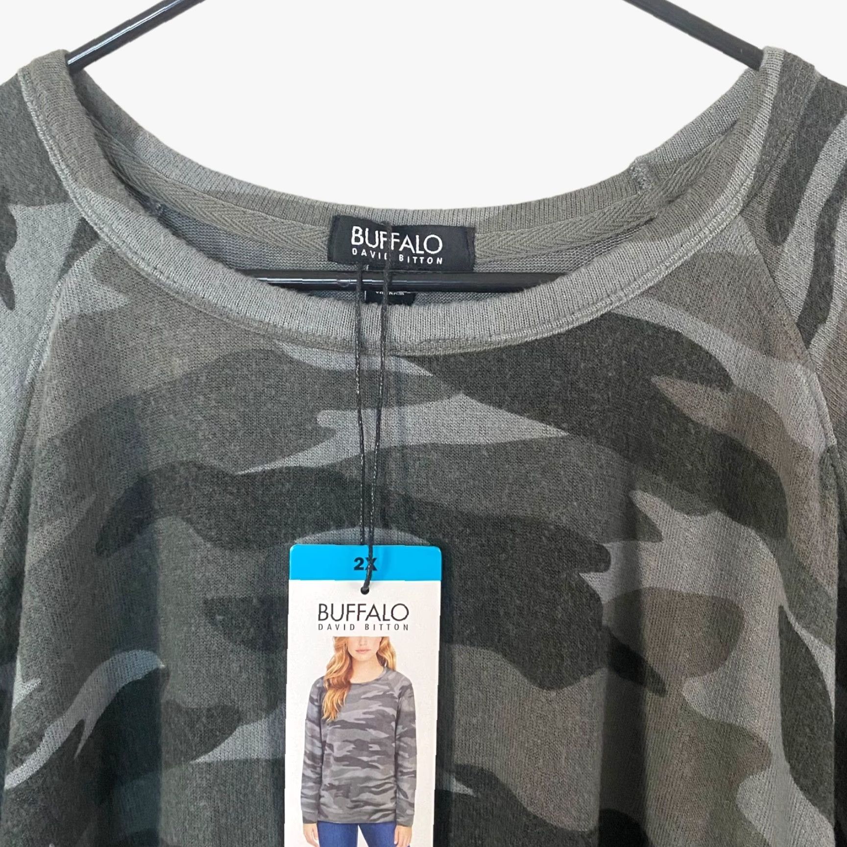 Buffalo David Bitton Buffalo David Bitton Camo Sweatshirt Gray Women's Plus Size 2X Pullover Scoop-Neck Casual All Seasons Lightweight Size XXL / US 16-18 / IT 52-54 - 5 Thumbnail