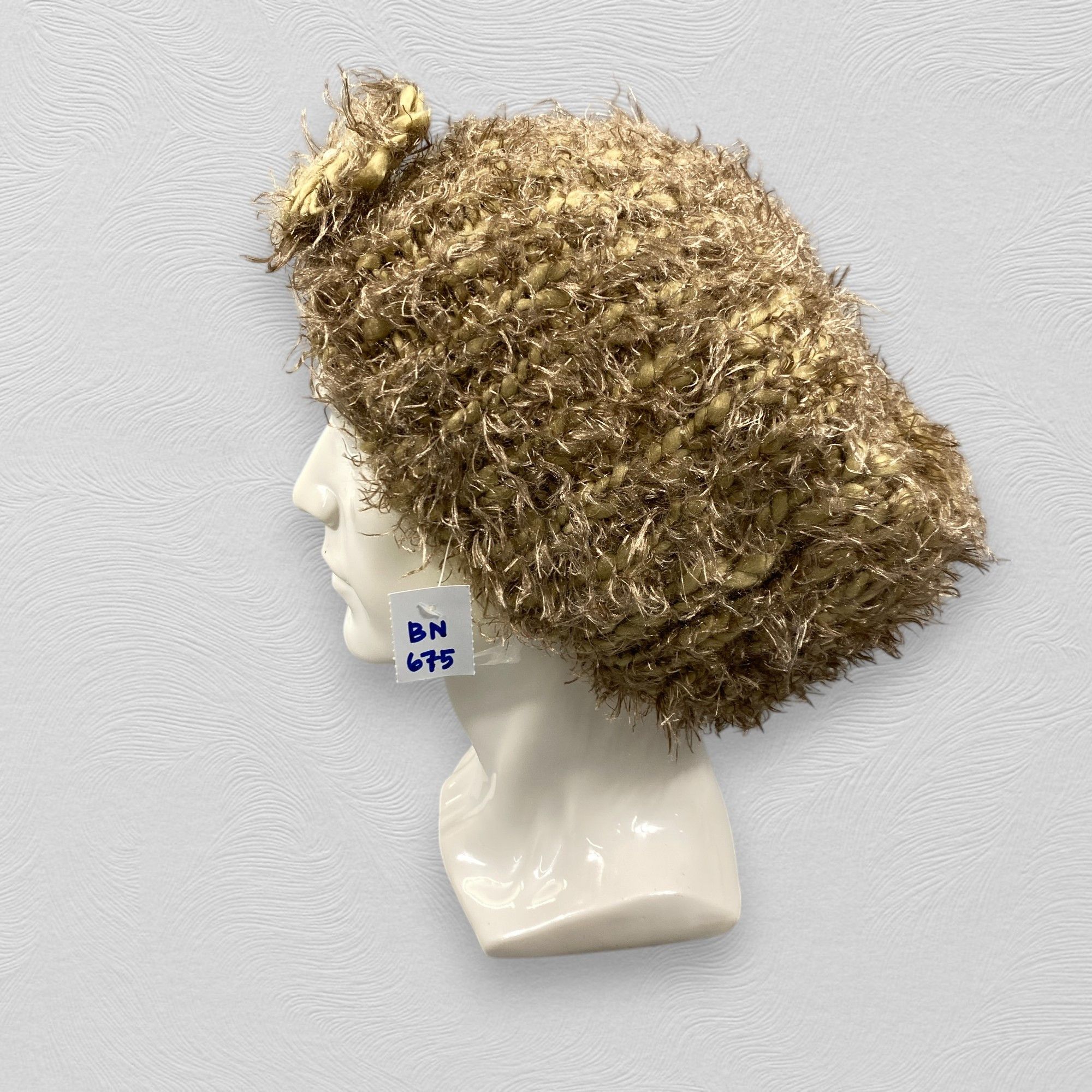 Japanese Brand Ribbon Brown Fur Beanie -BN675 Size ONE SIZE - 2 Thumbnail