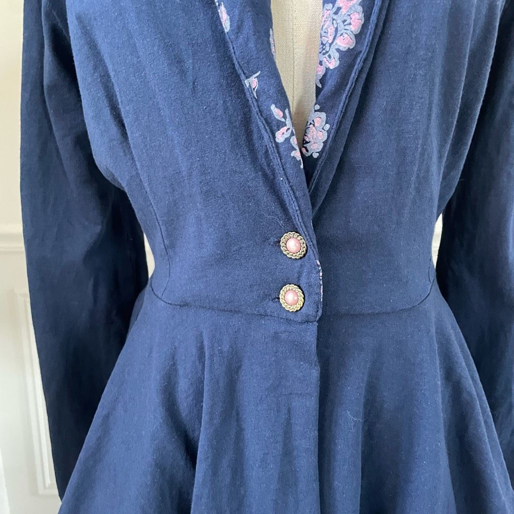 Vintage Vintage 80s IN2 Peplum Cardigan Jacket Dark Blue M Size M / US 6-8 / IT 42-44 - 3 Thumbnail