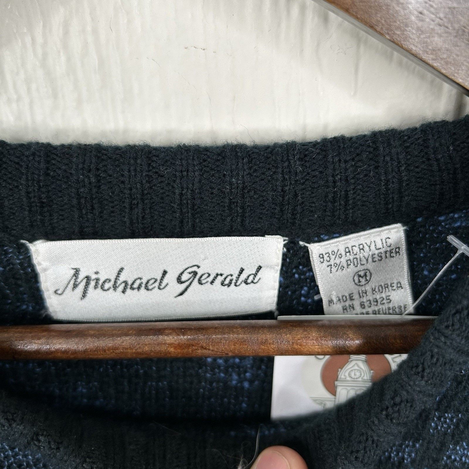 & Other Stories Vintage 90's Michael Gerald Navy & Black Knit Sweater Medium Size US S / EU 44-46 / 1 - 5 Thumbnail