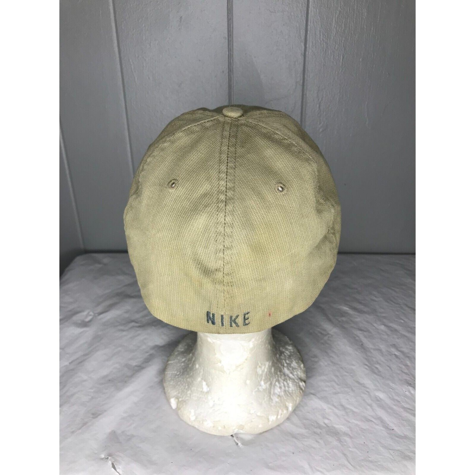 Nike × Vintage Vintage Nike Hat Cap Fitted Mens 7 1/8 Beige Swoosh Spellout Size ONE SIZE - 3 Thumbnail
