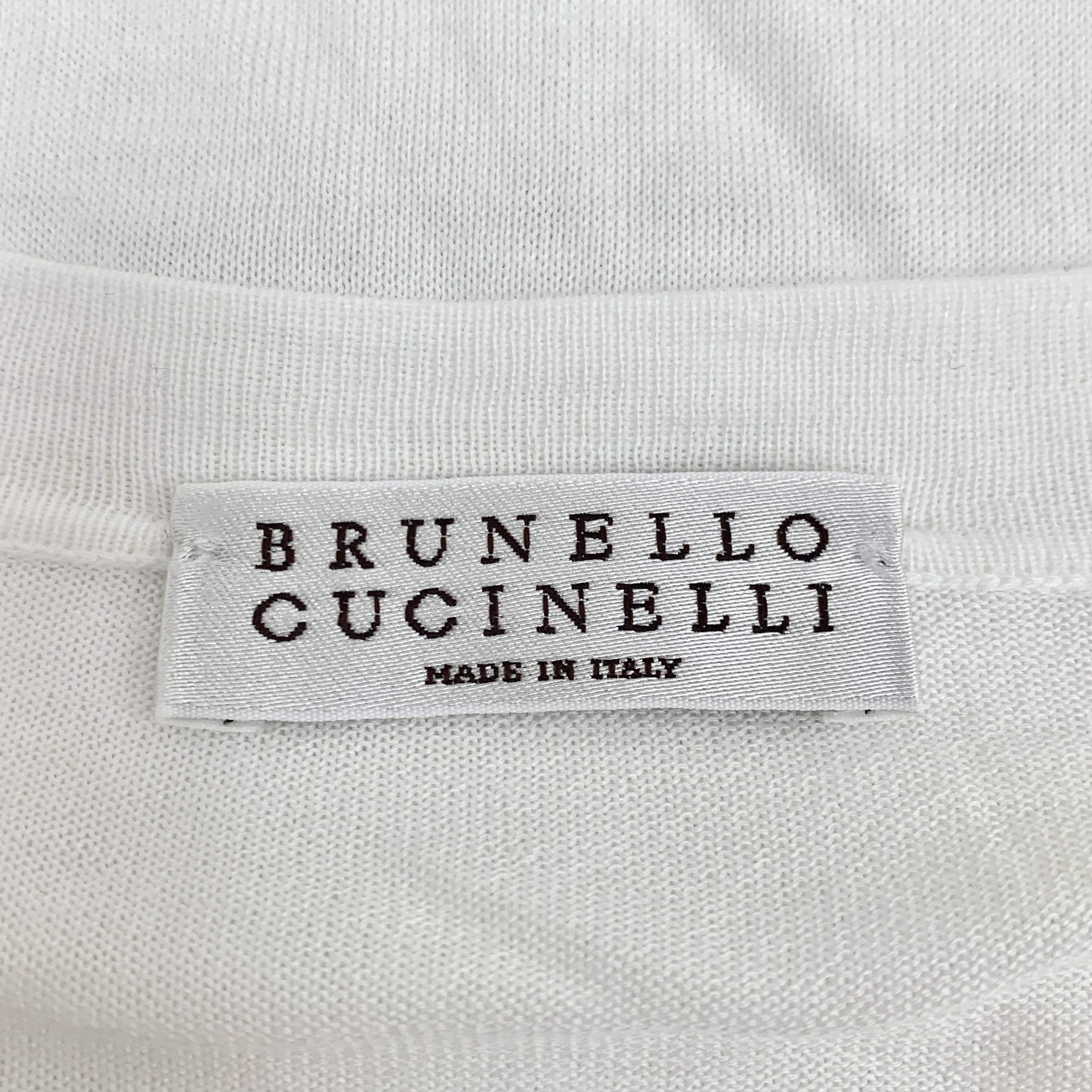 Brunello Cucinelli Brunello Cucinelli Tee – White Stripe Cotton (Size M) Size US M / EU 48-50 / 2 - 2 Thumbnail