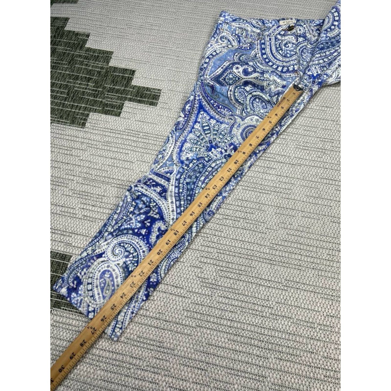 Etro Etro Jeans Womens 30 Blue Denim Paisley Mid Rise Skinny Leg 30x26 Size 30" / US 8 / IT 44 - 4 Thumbnail