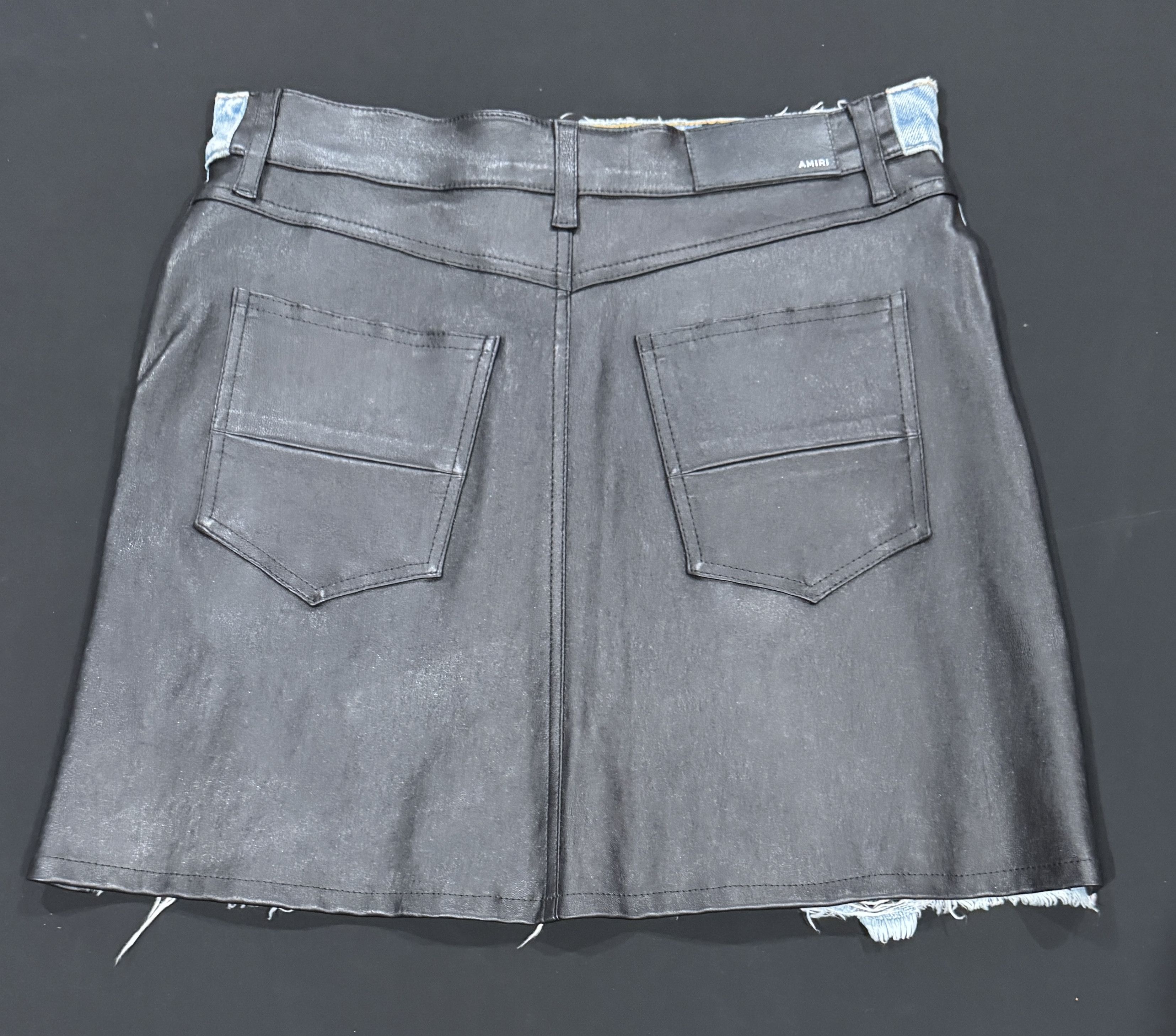 Amiri AMIRI MINI LEATHER DENIM FLARE SKIRT SIZE 8 Size 27" / US 4 / IT 40 - 7 Thumbnail