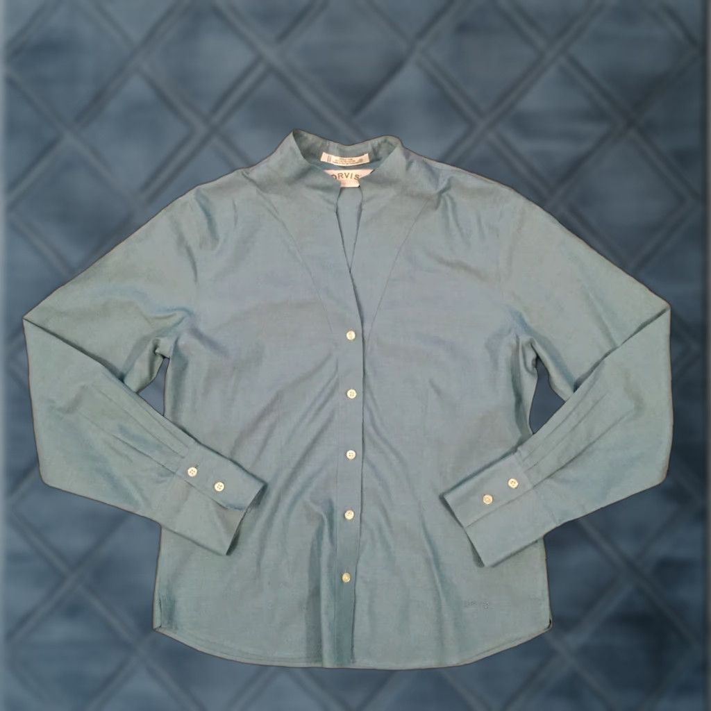 Orvis Orvis Shirt Womens Size 10 Button-Up Long Sleeve Green Collared Band Collar Woman Shirt Size L / US 10 / IT 46 - 1 Thumbnail