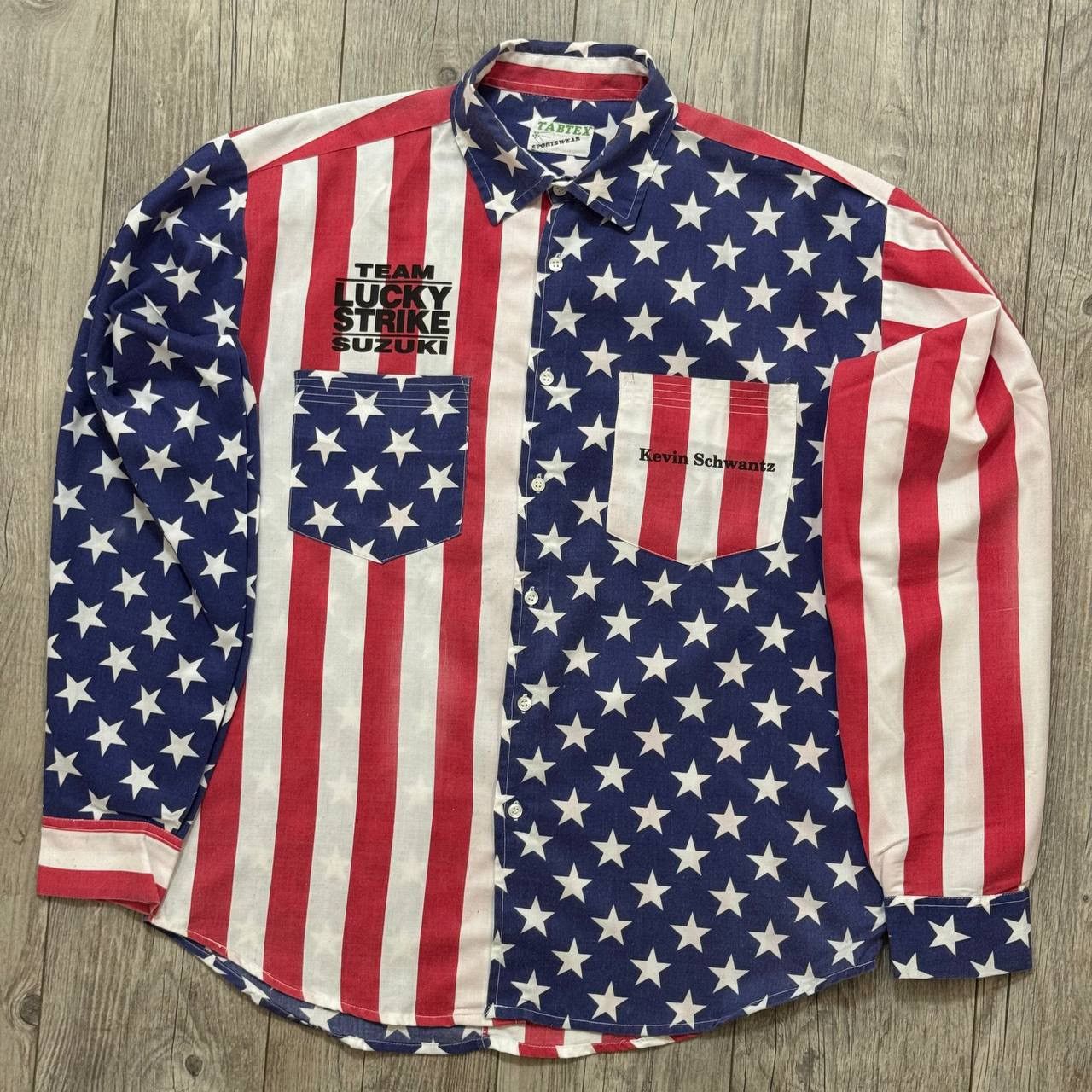 Vintage Vintage Kevin Schwantz Racing Americana Shirt Size US XL / EU 56 / 4 - 1 Thumbnail