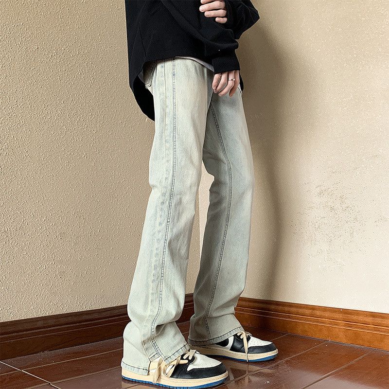 Japanese Brand Men's American retro washed slim straight casual jeans Size US 32 / EU 48 - 1 Thumbnail
