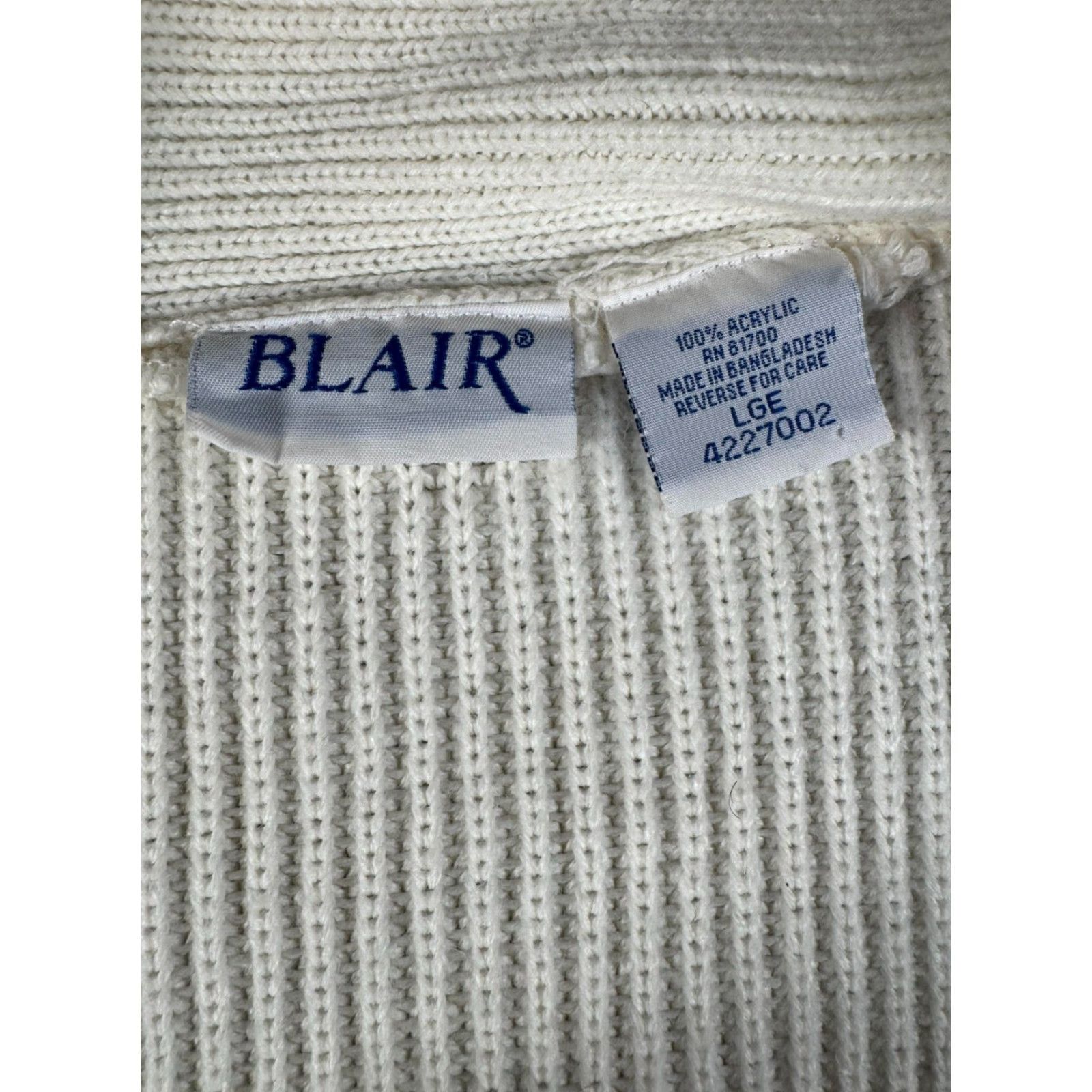 Blair VINTAGE Blair Cardigan Sweater Women Large L Cream 80s Pockets Ribbed V-Neck Academia Mens? Womens Size L / US 10 / IT 46 - 7 Thumbnail