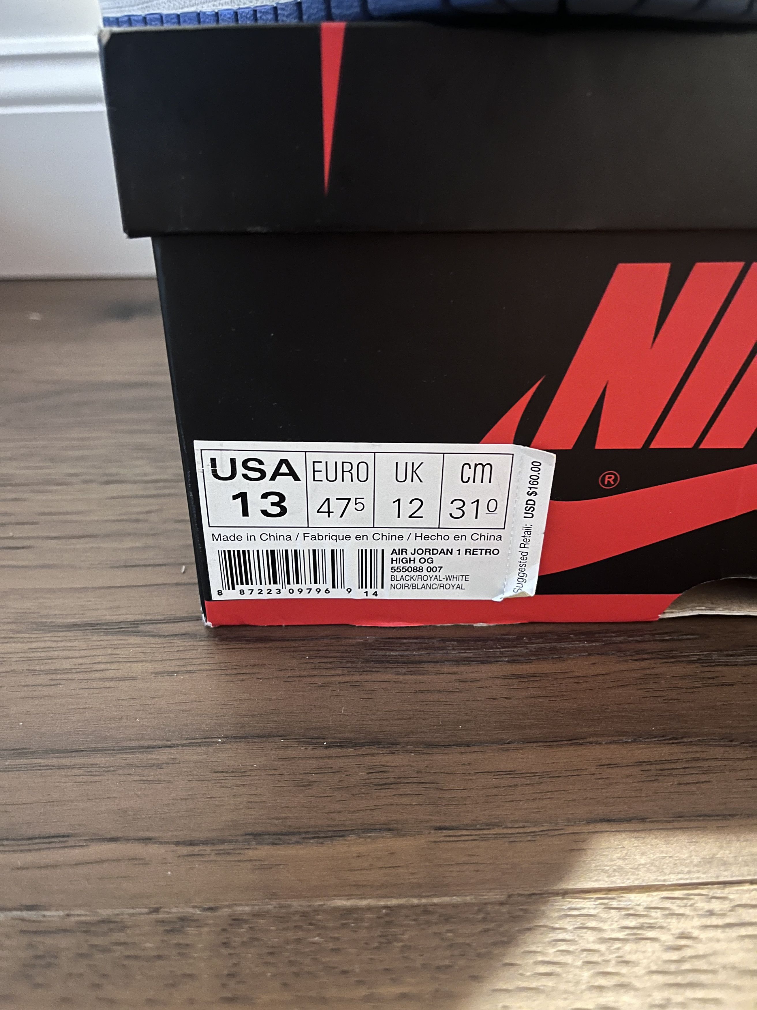 Nike Jordan 1 Royal (2017) Size US 13 / EU 46 - 6 Thumbnail