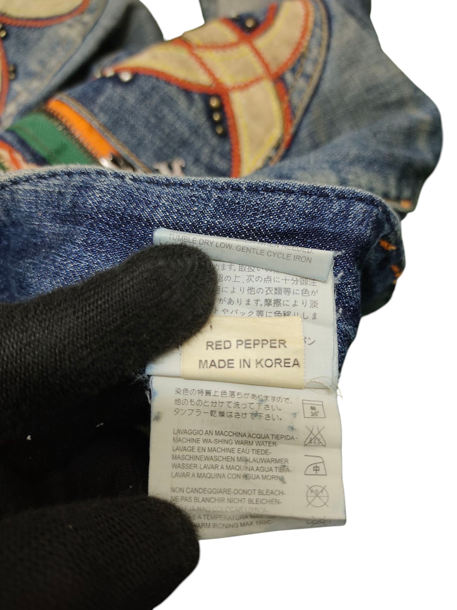 Le Grande Bleu (L.G.B.) Flare Jeans Red Pepper Embroid Distress Bootcut Low Rise Y2k Size US 27 - 18 Thumbnail
