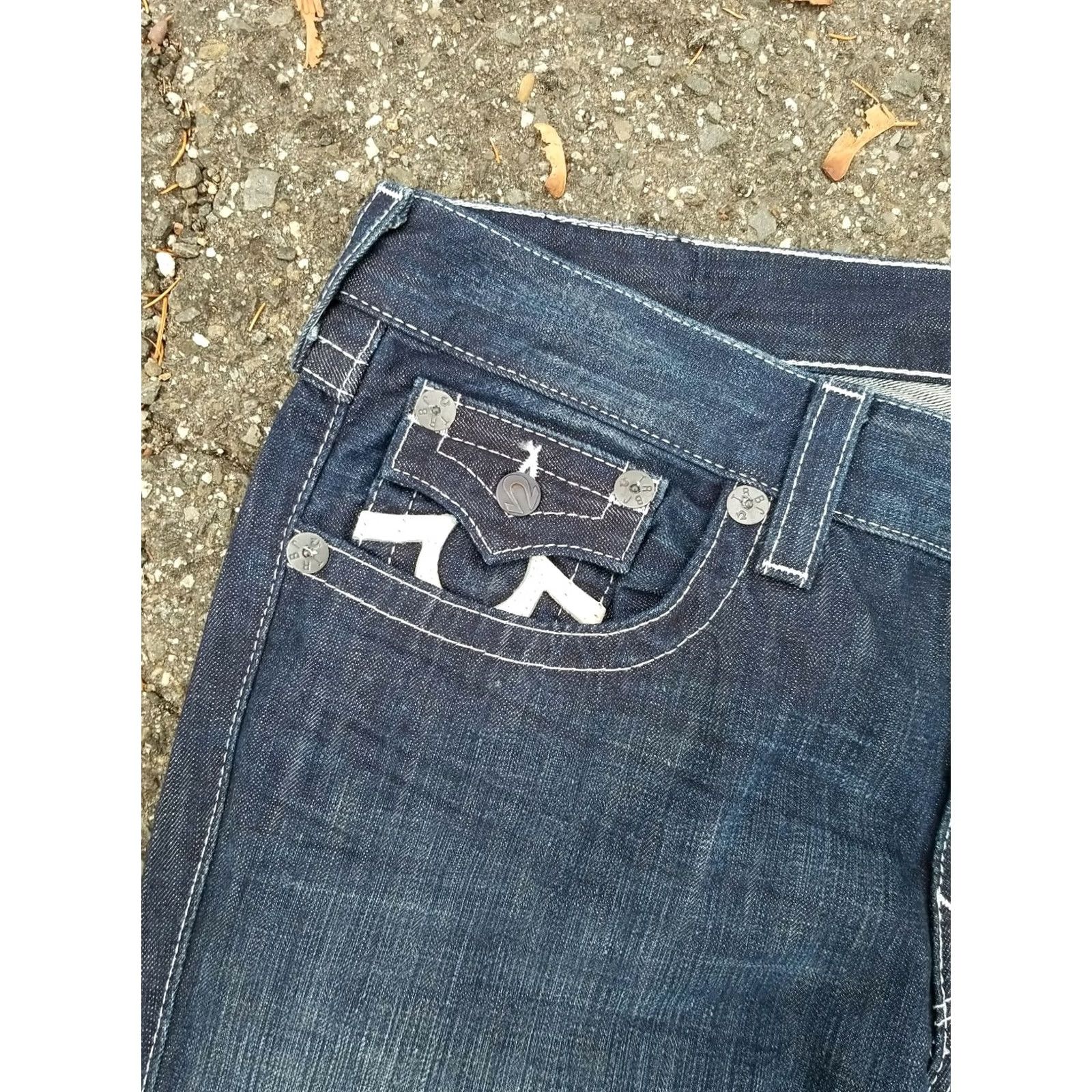 True Religion TRUE RELIGION Billy Jeans Boot Cut Mens 38 40x35 Leather Horseshoes 100% Cotton Dark Blue Size US 38 / EU 54 - 2 Thumbnail