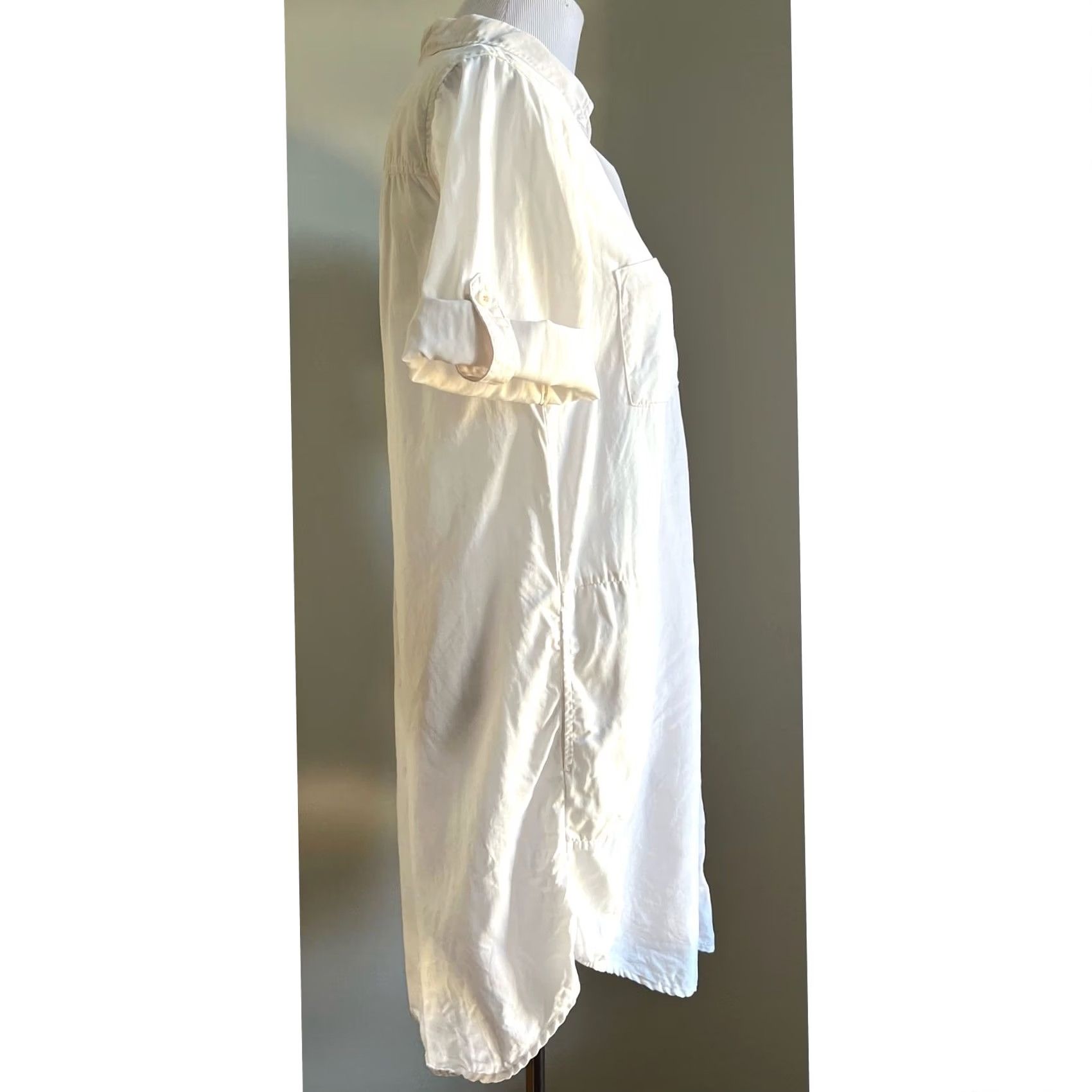 Vintage Cloth & Stone Shirt Dress Ivory Pockets Roll Tab Sleeve Short Dress Women S Lyocell Cream Shirt Dress Womens Size S / US 4 / IT 40 - 7 Thumbnail