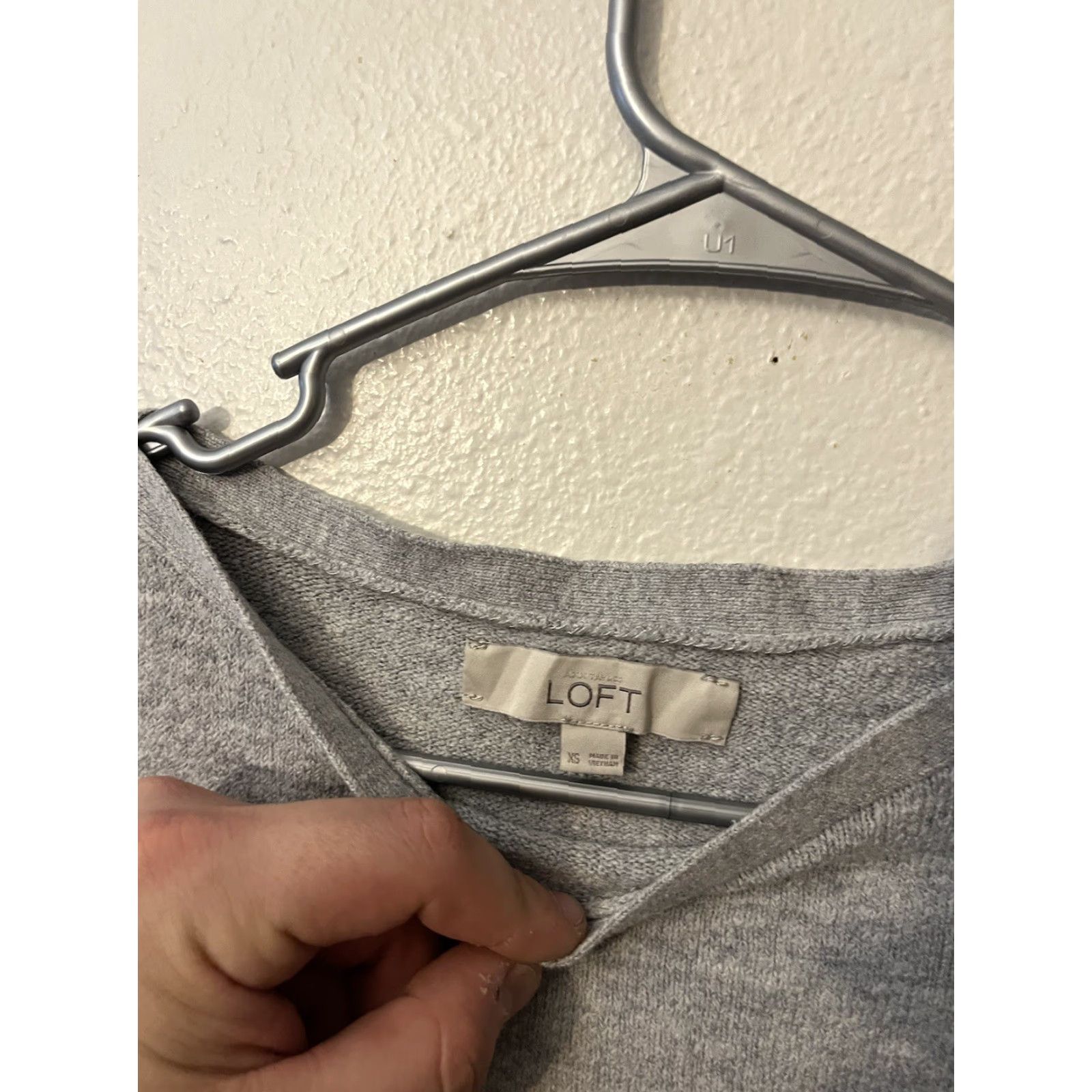 Loft LOFT Women's Sweater Gray Solid XS Boat Neck Pullover Knit Lightweight Classic Casual Regular Size XS Womens Size XS / US 0-2 / IT 36-38 - 3 Thumbnail