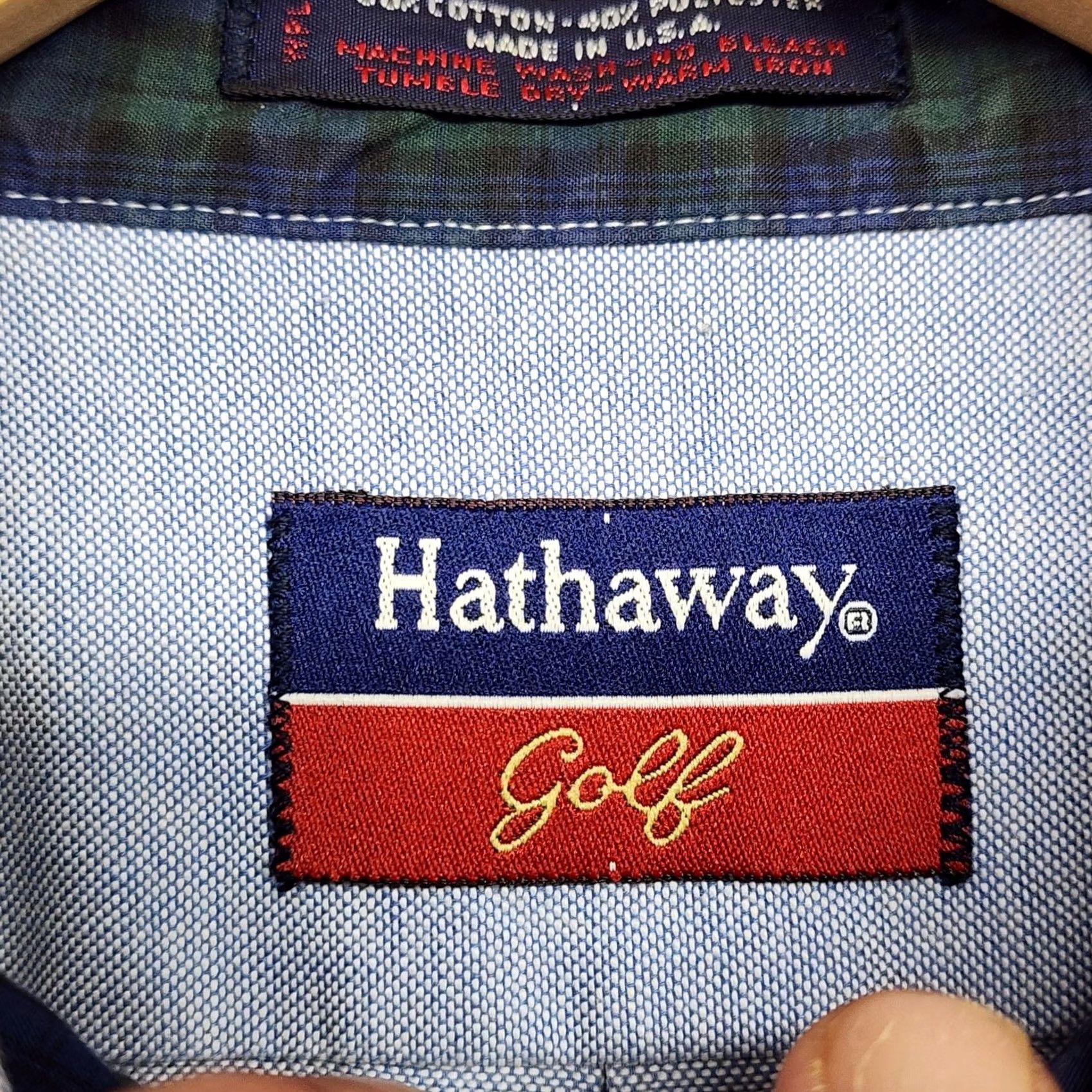 Vintage VINTAGE Hathaway Golf Mens Shirt Blue Long Sleeve Button Up Oxford L 16.5 32/33 USA Size US L / EU 52-54 / 3 - 4 Thumbnail
