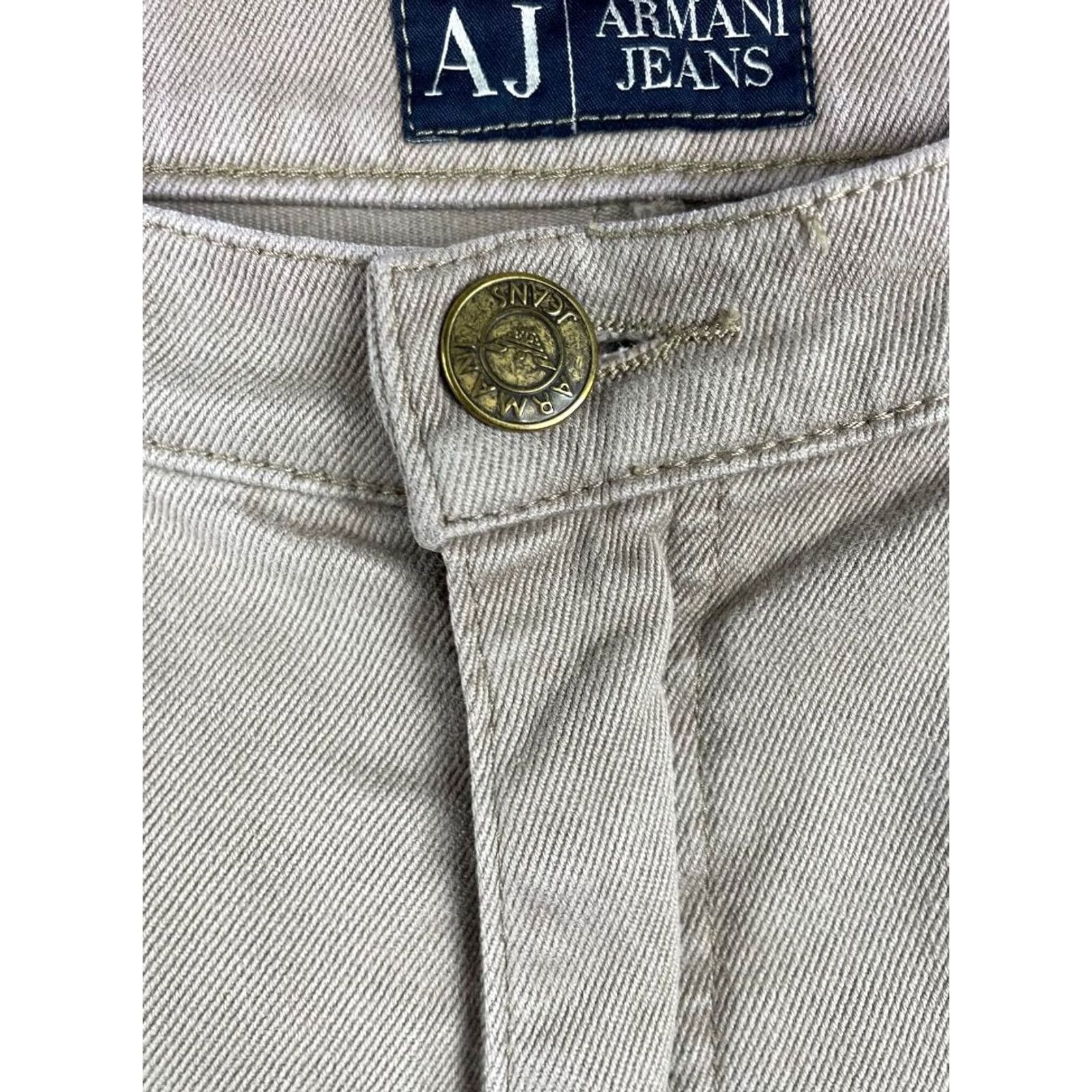 Vintage Armani Jeans Pants Men Beige Cotton Comfort Straight Leg Chino Button Fly Size US 35 - 5 Thumbnail