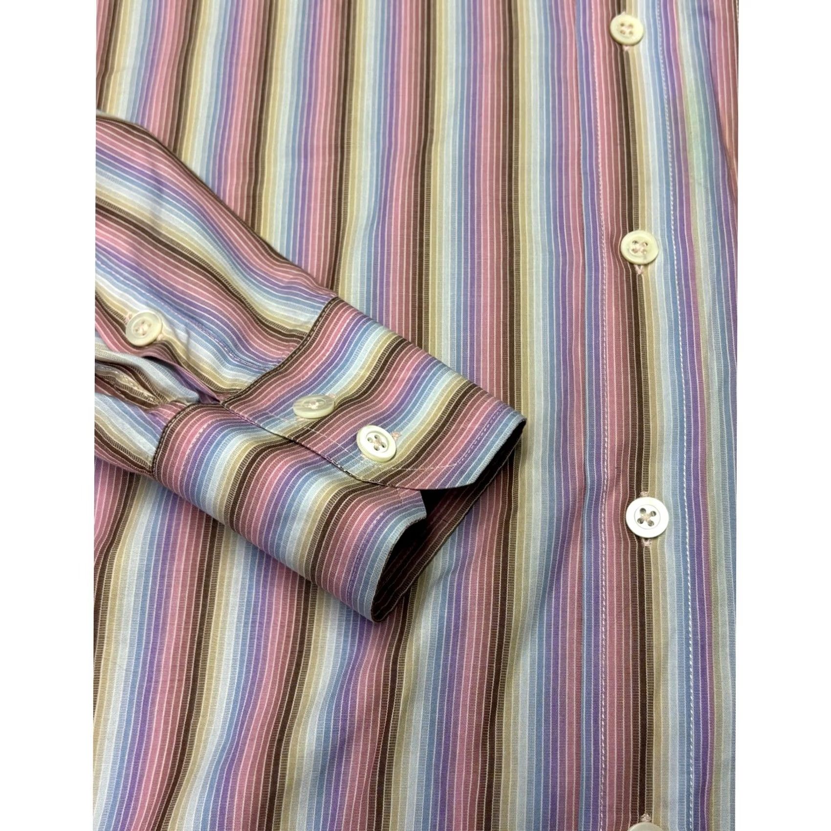 Zanella Zanella Floyd Mens M Button Down Shirt Multi Color Stripe Long Sleeve Italy Size US M / EU 48-50 / 2 - 3 Thumbnail