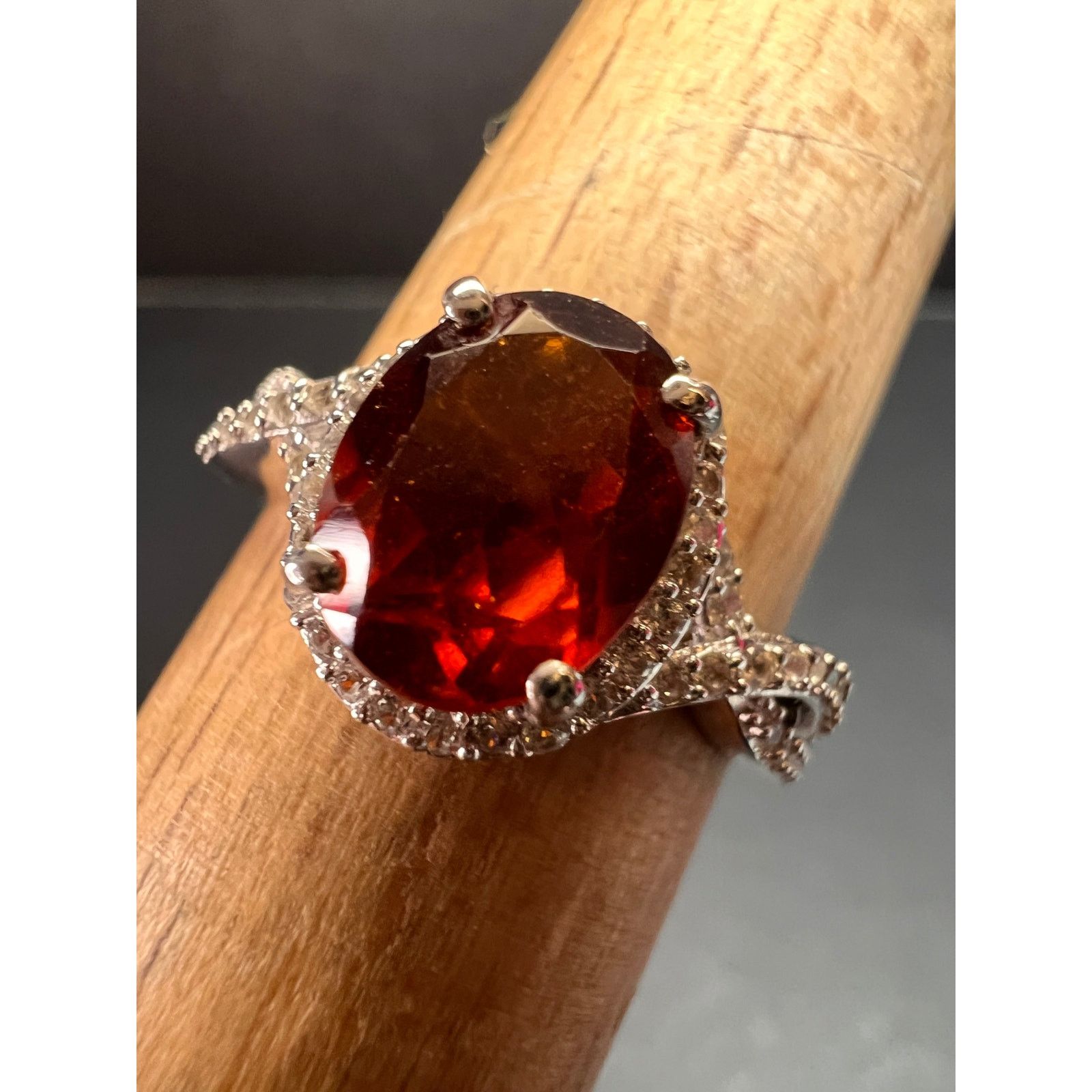 Other NEW Hessonite garnet and zircon ring in 925 silver size 7 Size ONE SIZE - 12 Thumbnail