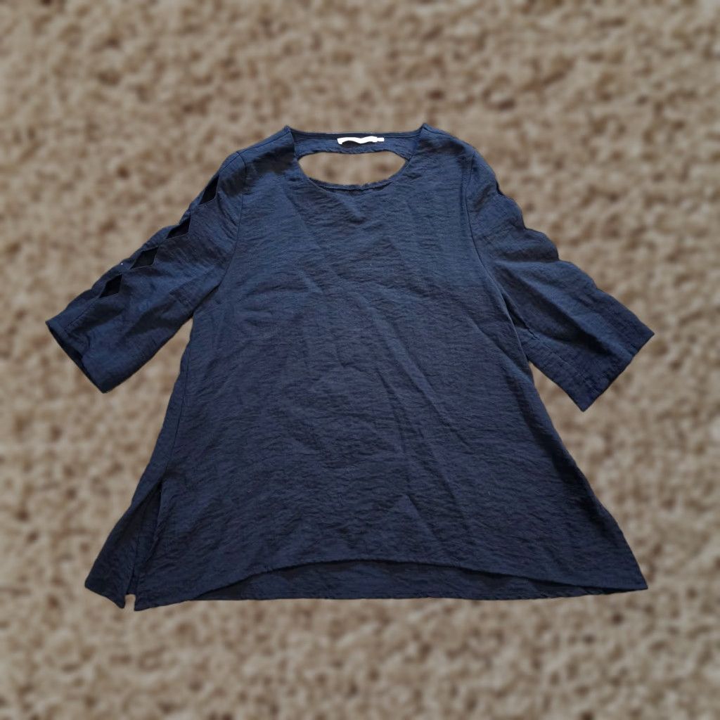 Vintage Lulu B Top Womens Size Medium Blue Textured A Line Casual Blouse Shirt 3/4 Sleeve Pullover Knit? Size M / US 6-8 / IT 42-44 - 1 Thumbnail