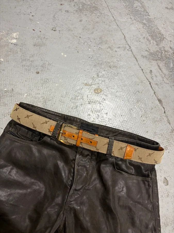 Vintage Cesare Paciotti Beige Canvas Cross-Embroidered Belt Size ONE SIZE - 2 Thumbnail