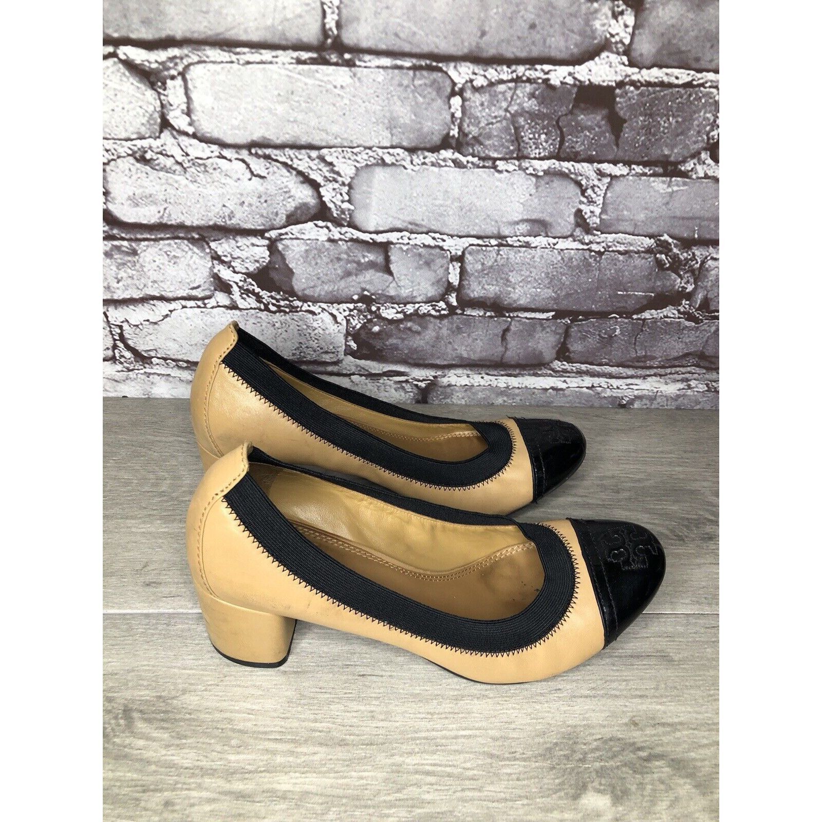 Tory Burch Tory Burch Tan Leather Black Patent Leather Block Heels Wome Size US 8.5 / IT 38.5 - 12 Thumbnail