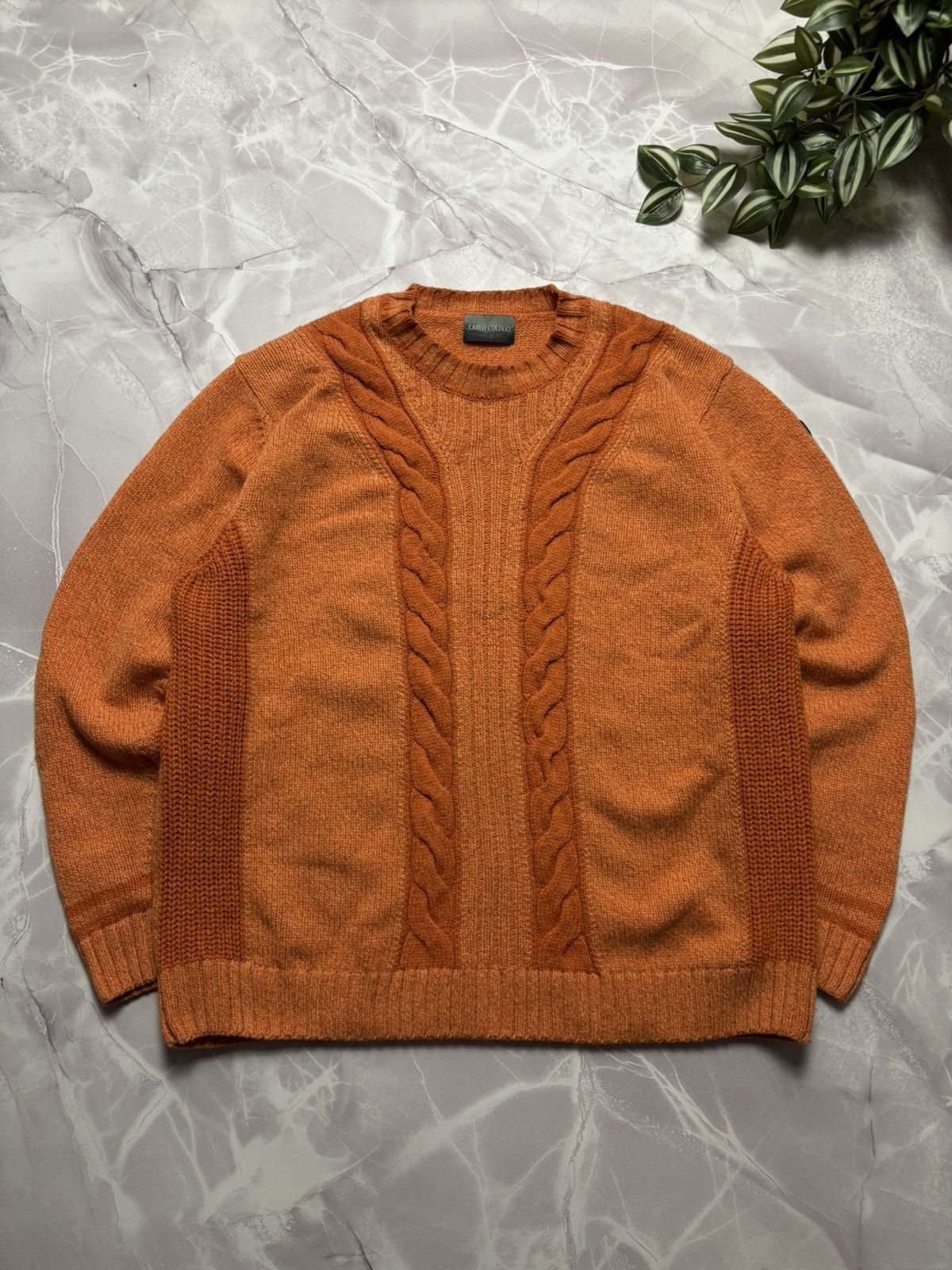 Carlo Colucci Carlo Colucci Sweater Cable Knit Wool Vintage Orange Mens 52 Size US L / EU 52-54 / 3 - 1 Thumbnail