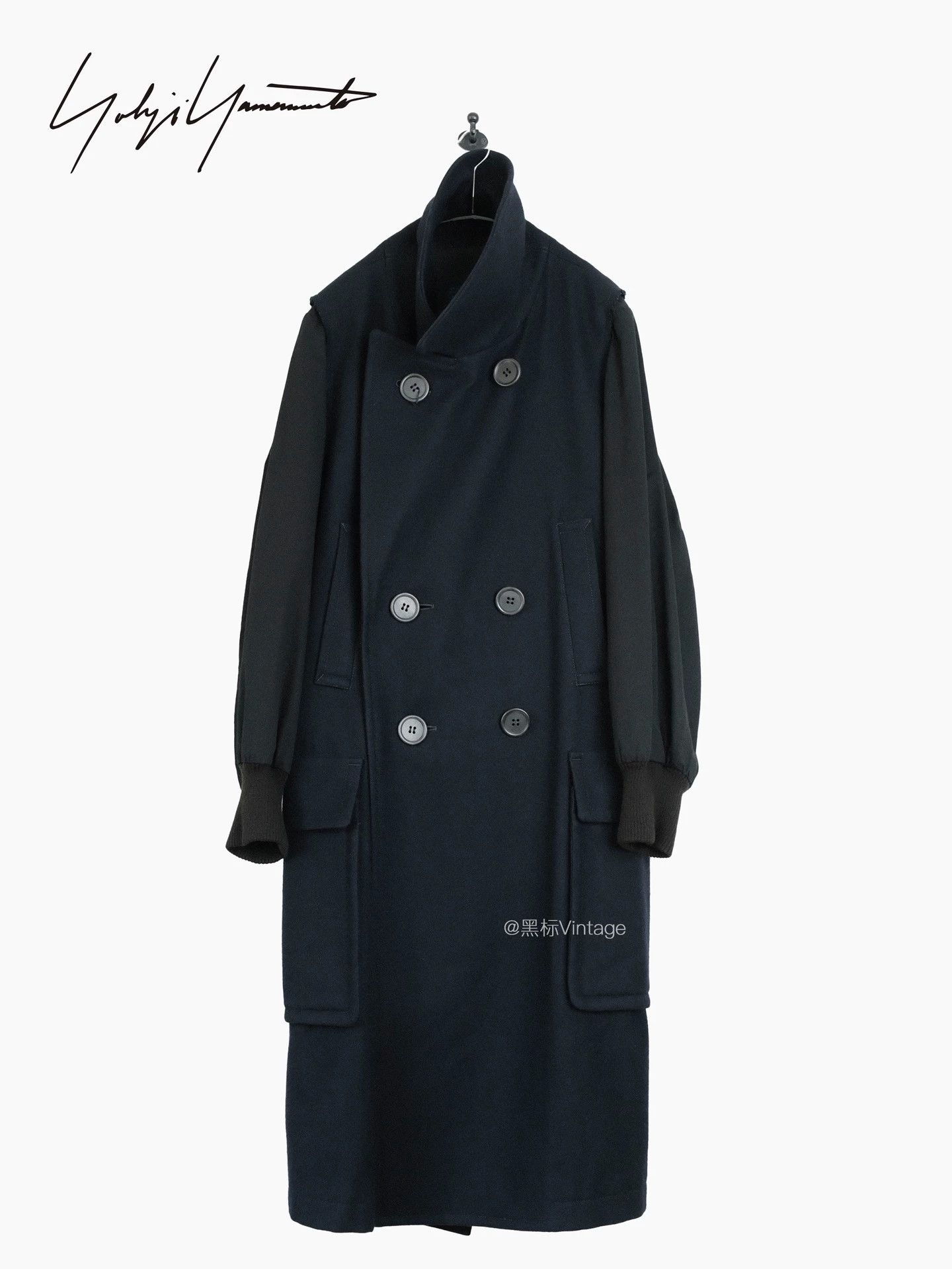 Yohji Yamamoto Yohji Yamamoto 24AW Vintage Decon Collar DB Navy Coat Size US M / EU 48-50 / 2 - 1 Thumbnail