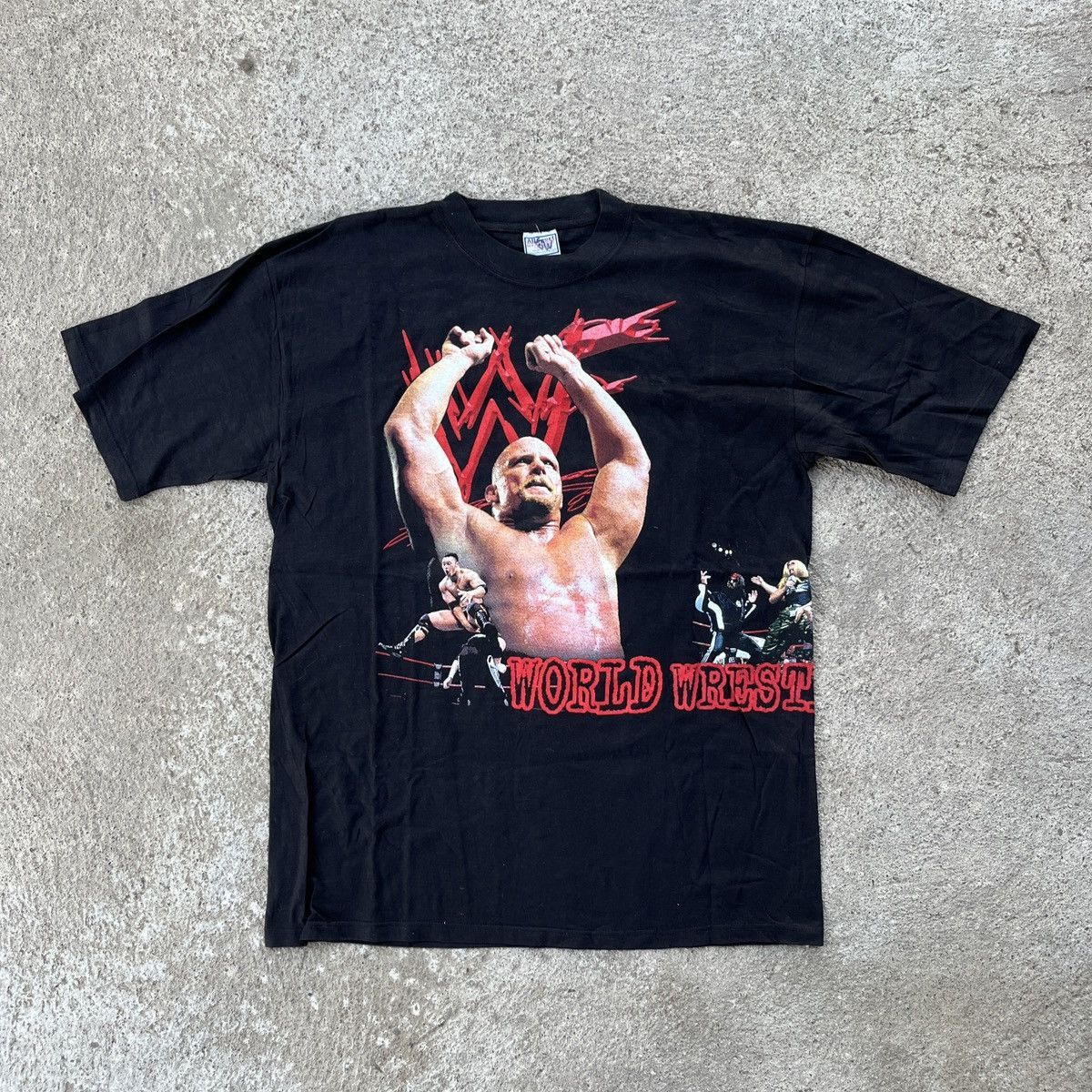 image of Stone Cold X The Undertaker 1998 Vintage T-Shirt in Black, Men's (Size XL)