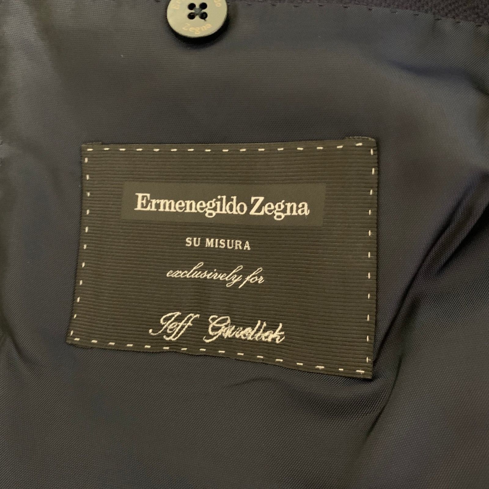 Ermenegildo Zegna ERMENEGILDO ZEGNA 40 Navy Wool Silk Notch Lapel Sport Coat Size 40R - 5 Thumbnail