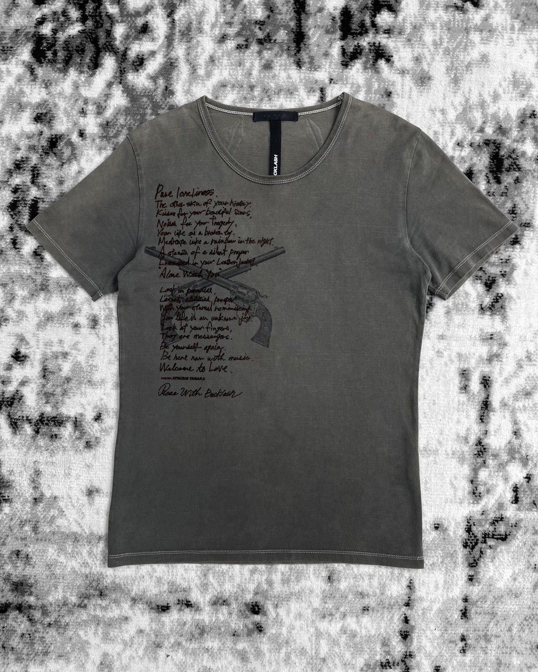 image of Backlash x Isamu Katayama Backlash Ss12 Poem Tee in Khaki, Men's (Size Medium)