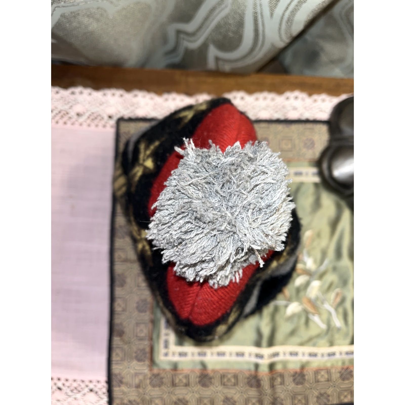 Paradise Play Cloths Mens Winter Beanie Hat — Gray Red Stars Yellow Cotton Pom Pom Casual Fall Winter Spring Men Size ONE SIZE - 3 Thumbnail