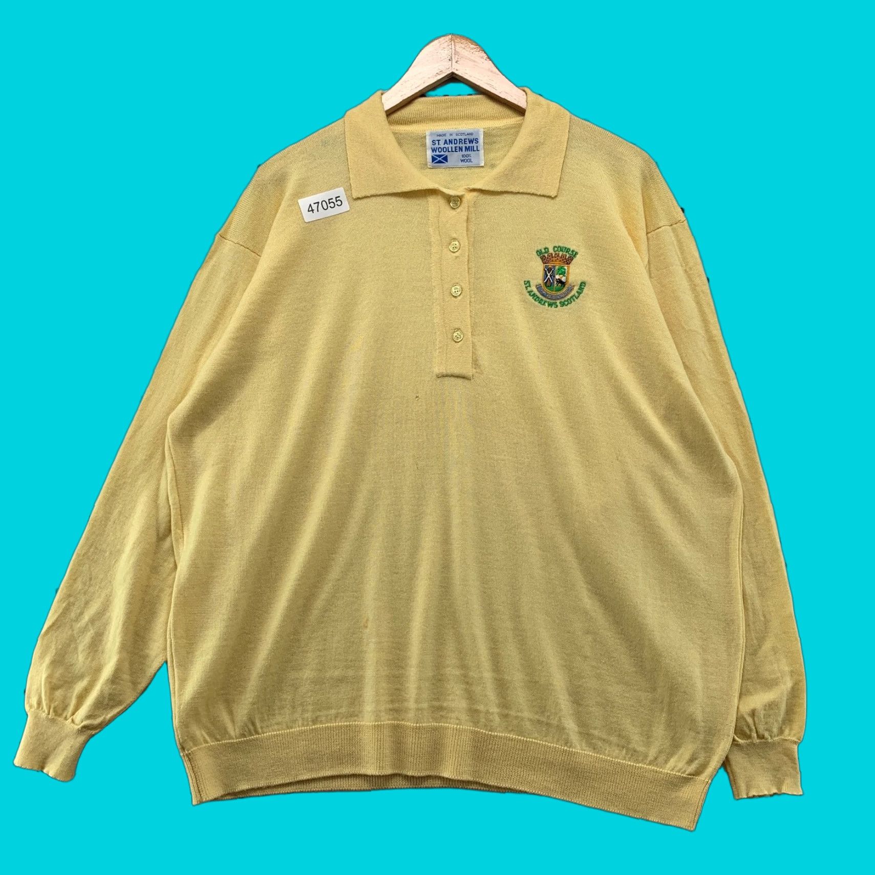 Vintage Vintage St Andrews Woollen Mill Wool Polo Sweater Mens Large Yellow Scotland Size US L / EU 52-54 / 3 - 1 Thumbnail