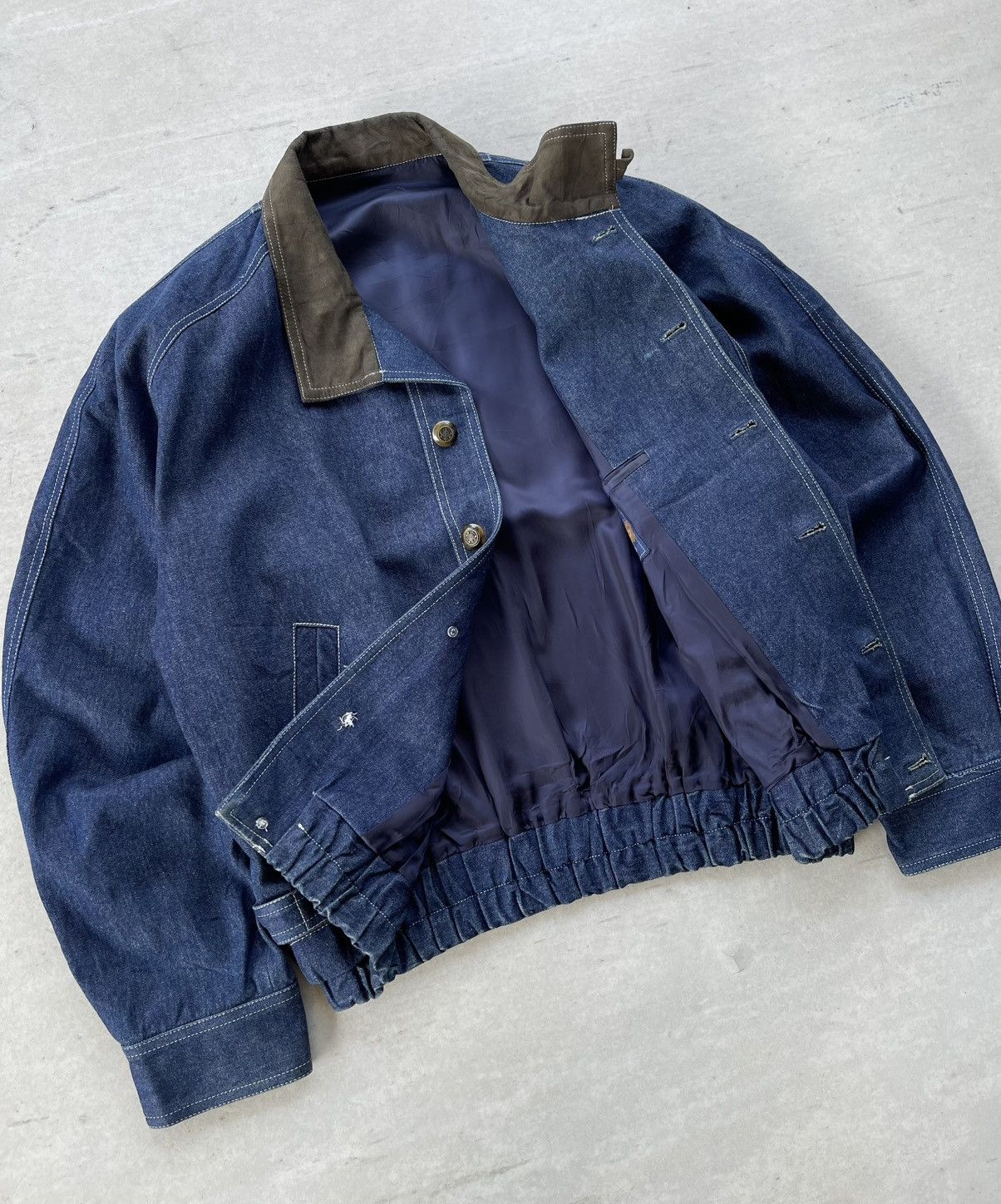 Japanese Brand 🔥VINTAGE 90'S DEVIN JAPAN EMBROIDERED DENIM BOMBER JACKET Size US M / EU 48-50 / 2 - 8 Thumbnail