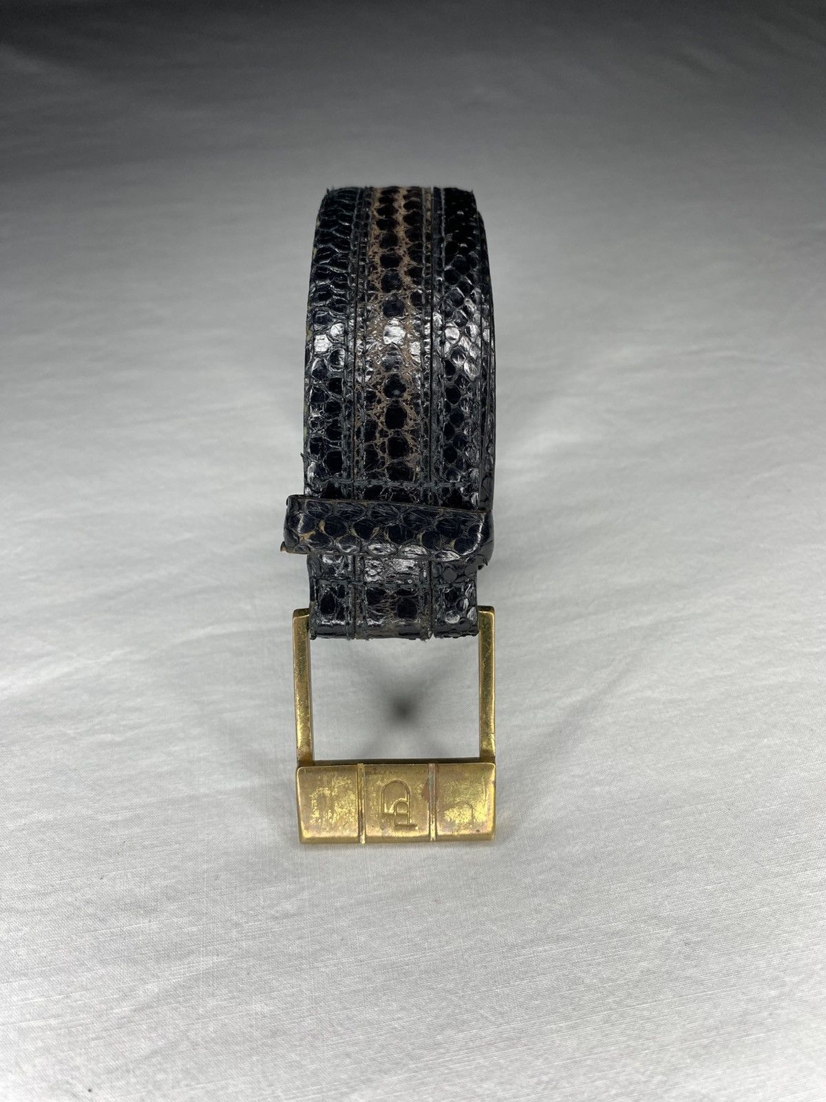 Vintage Imported Snakeskin Leather Belt Dimitri Solid Brass