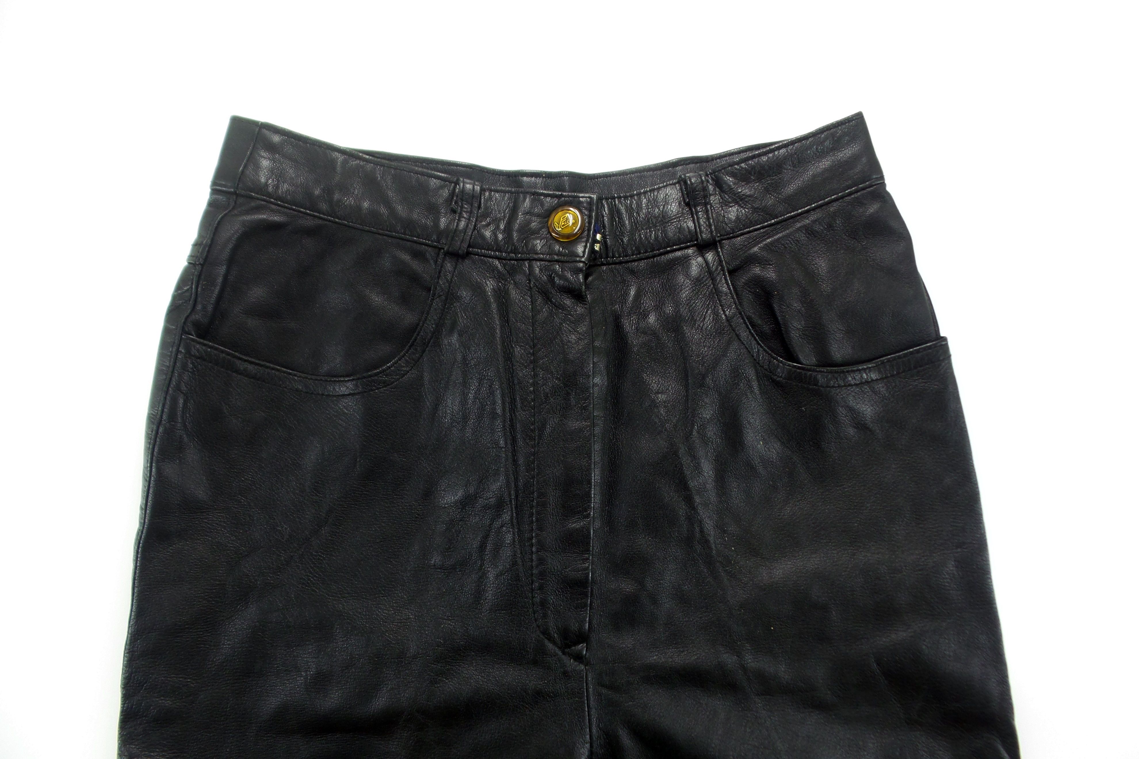 Leather × Vintage Vintage Peace Leather Wrinkle Pants W27xL37 Size US 27 - 3 Thumbnail