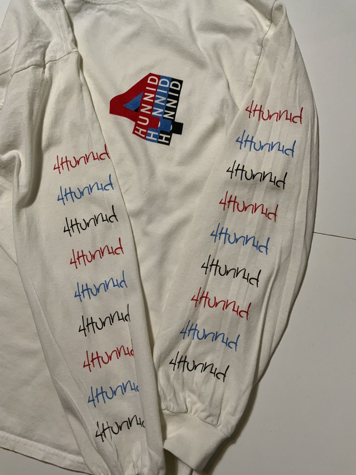 4HUNNID YG 4 Hunnid Graphic White Long Sleeve Rap Hip Hop T-Shirt Size US L / EU 52-54 / 3 - 7 Thumbnail