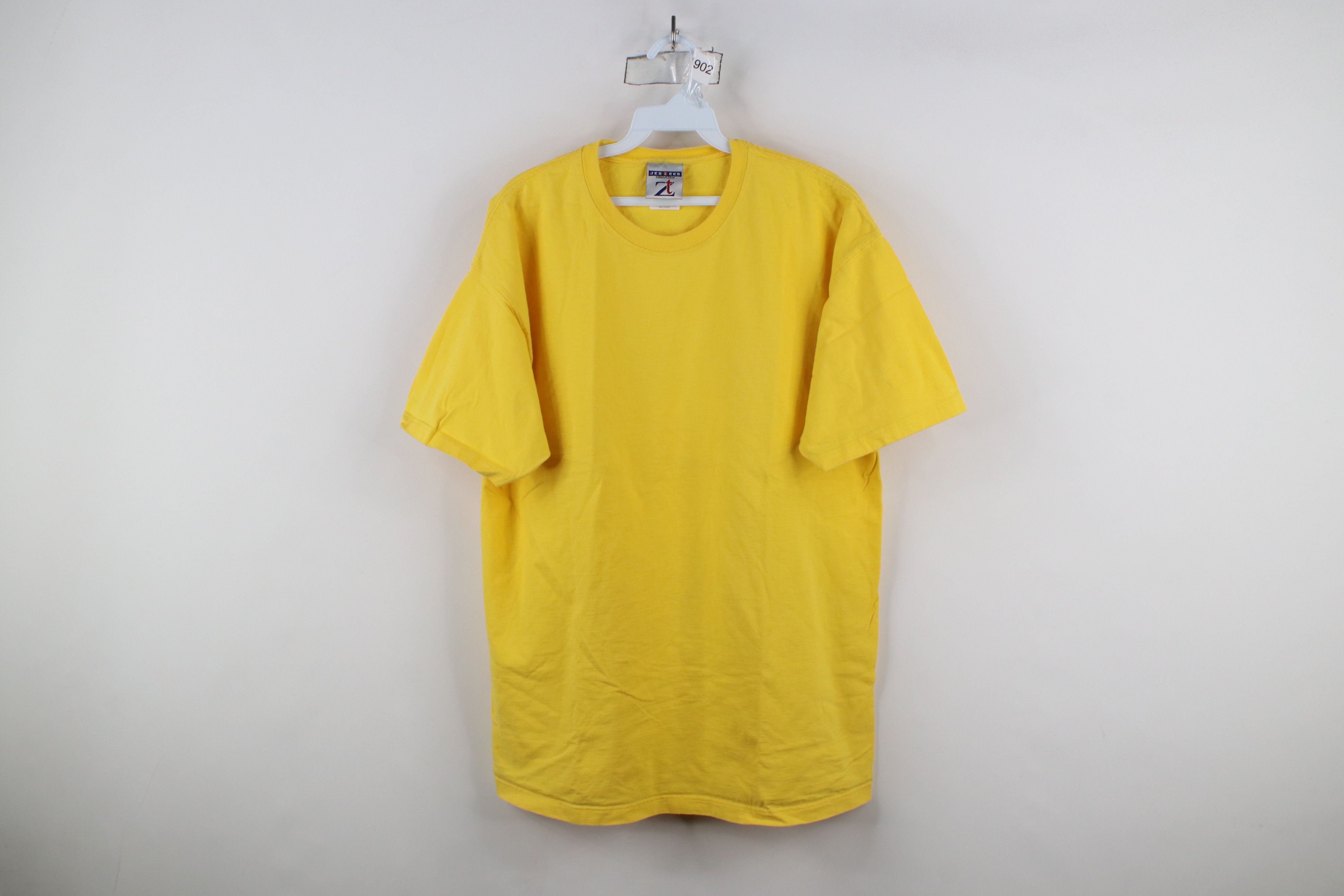 Vintage Vintage 90s Streetwear Blank Heavy Cotton T-Shirt Yellow Size US L / EU 52-54 / 3 - 1 Thumbnail