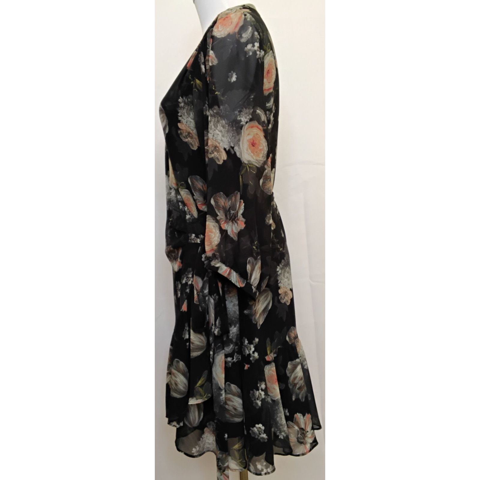 Allsaints All Saints Wrap Dress Women's M Black/Floral Flowy Jade Eden Size M / US 6-8 / IT 42-44 - 4 Thumbnail