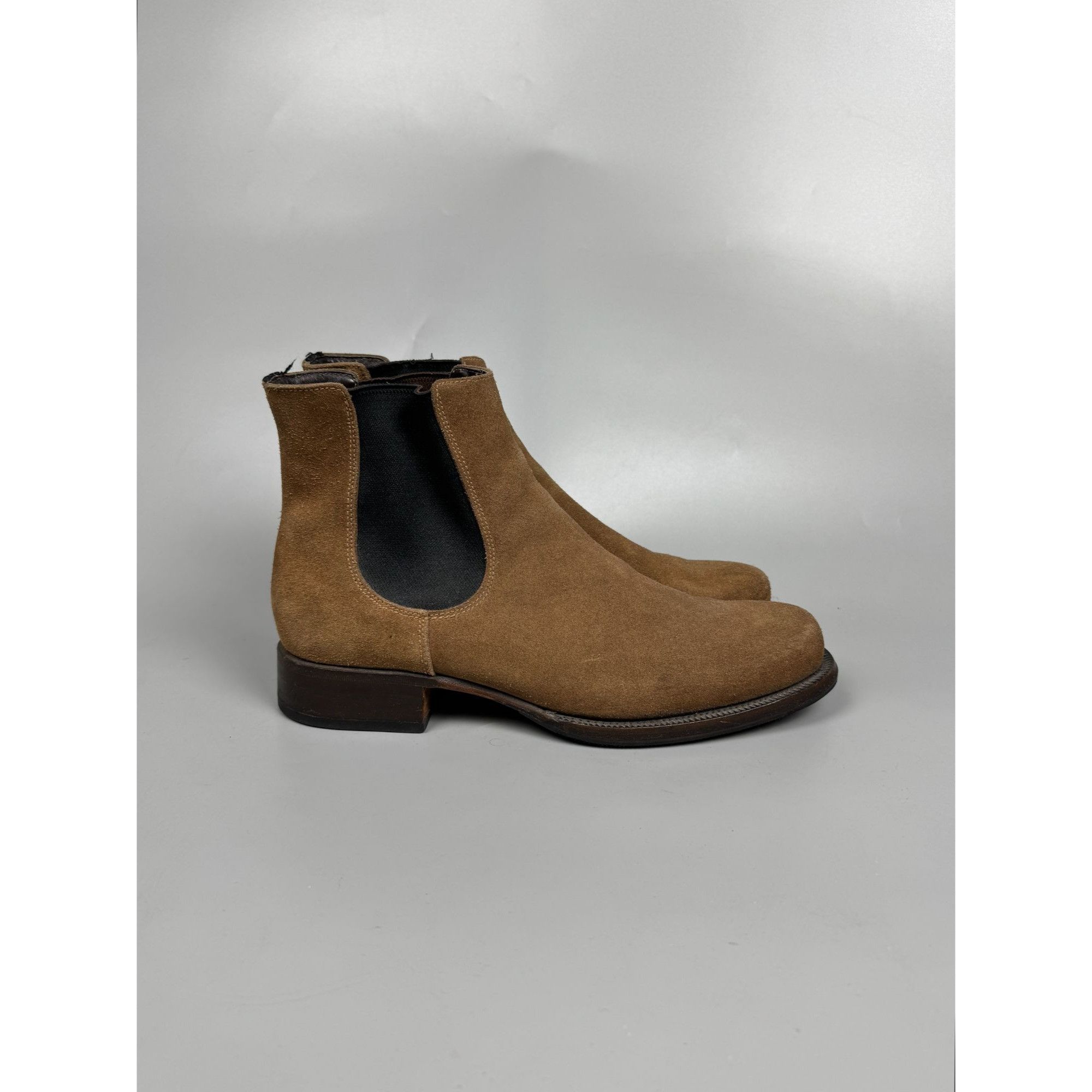Prada Prada Vintage Khaki Suede Chelsea Boots (Y1169) Size US 9 / EU 42 - 1 Thumbnail