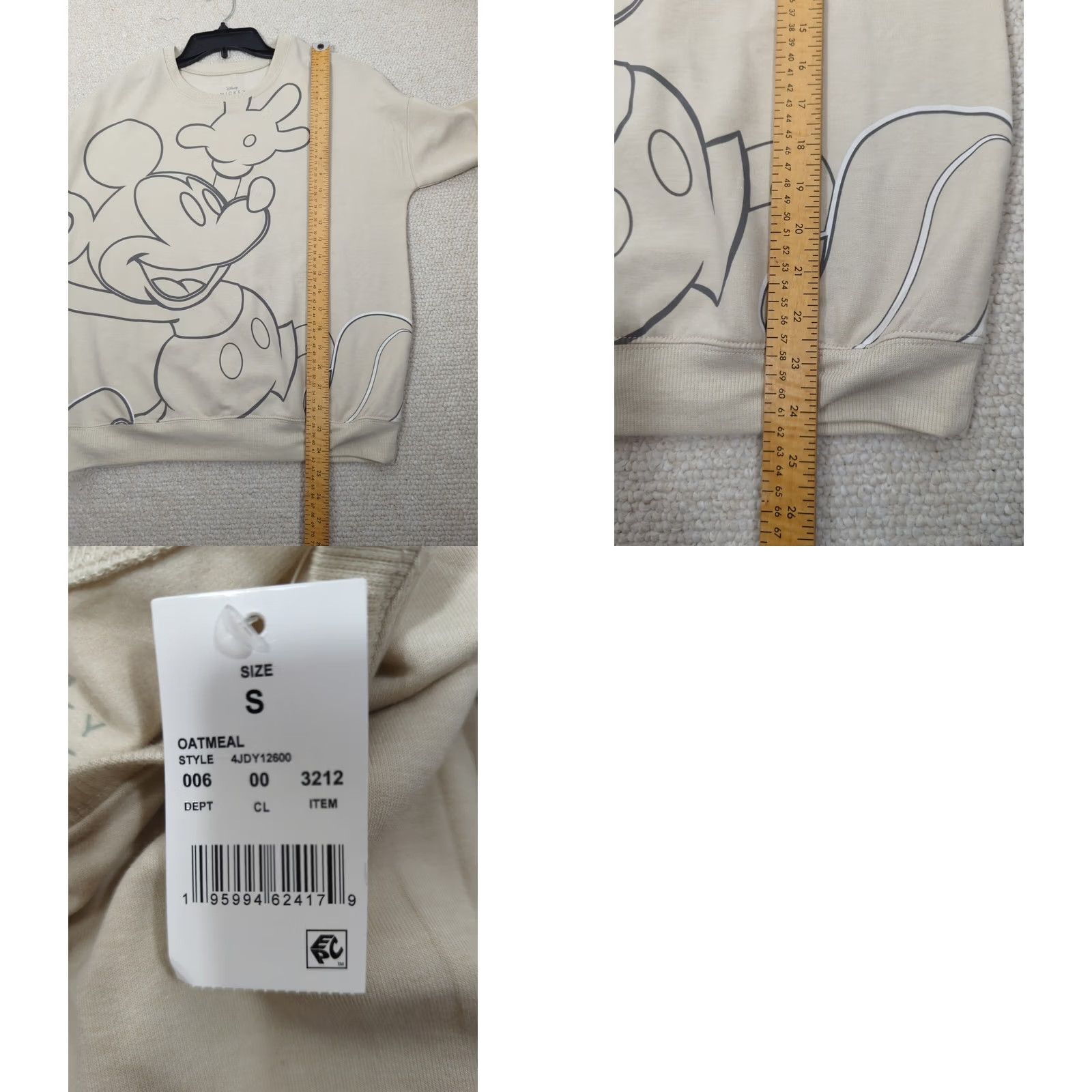 Disney Disney Mickey Mouse Sweatshirt Women’s Beige Pullover S Crew Neck Long Sleeve Super Soft Graphic Print Lightweight Fleece Modern Disney Theme Womens Size S / US 4 / IT 40 - 8 Thumbnail