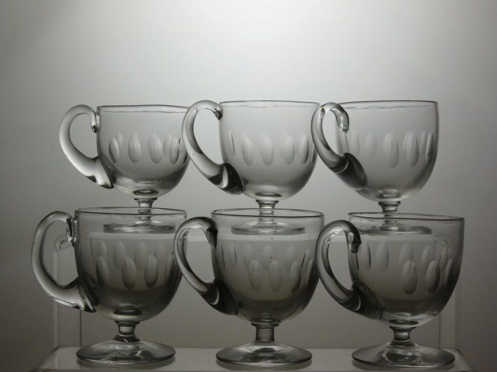 The Unbranded Brand Cut Crystal Glass Set of 6 Tea Cups with Handle 3" Size ONE SIZE - 2 Thumbnail