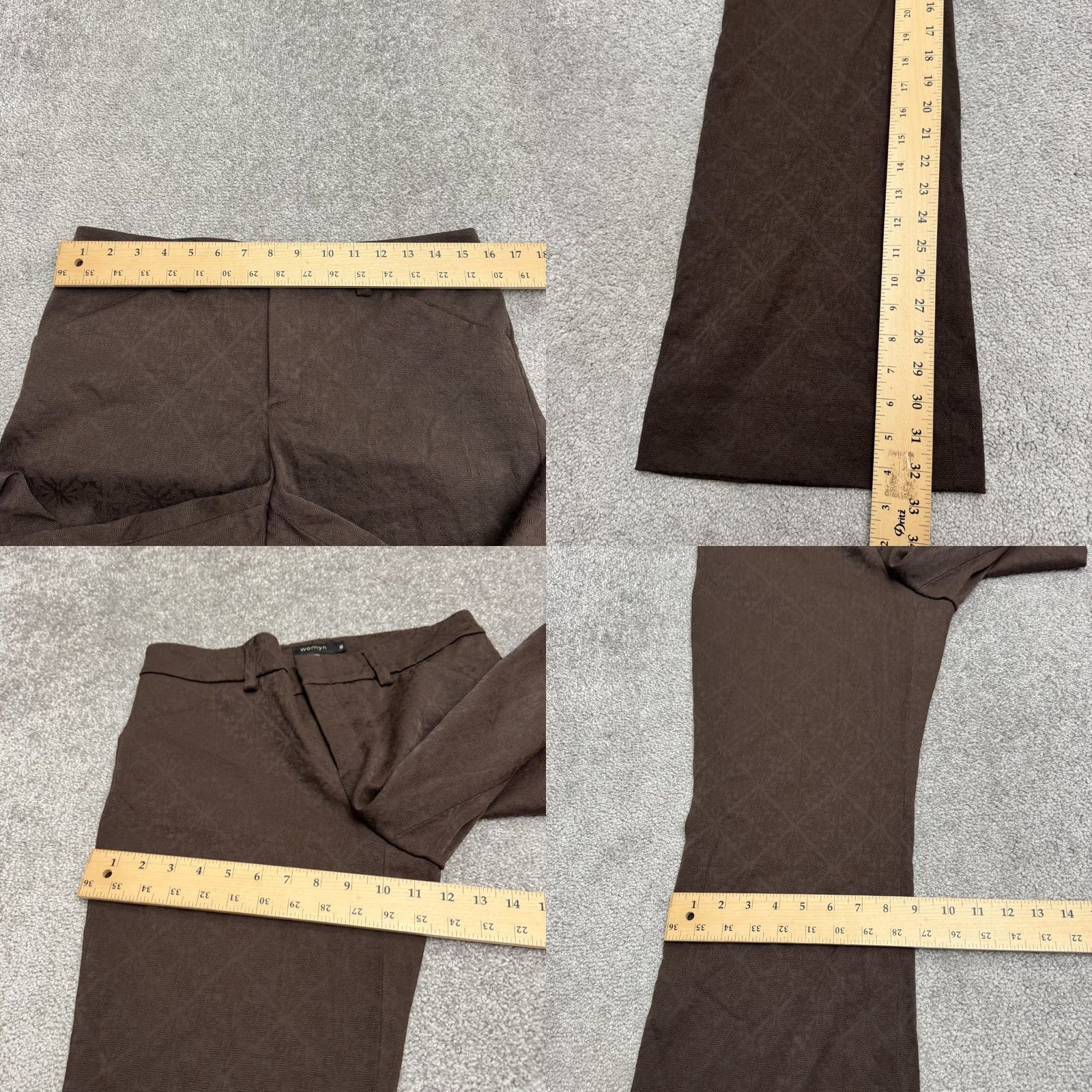 Vintage Womyn Dress Pants Flared Jacquard High Rise Brown Argyle Diamond 10 Women's Pants Size 32" / US 10 / IT 46 - 8 Thumbnail